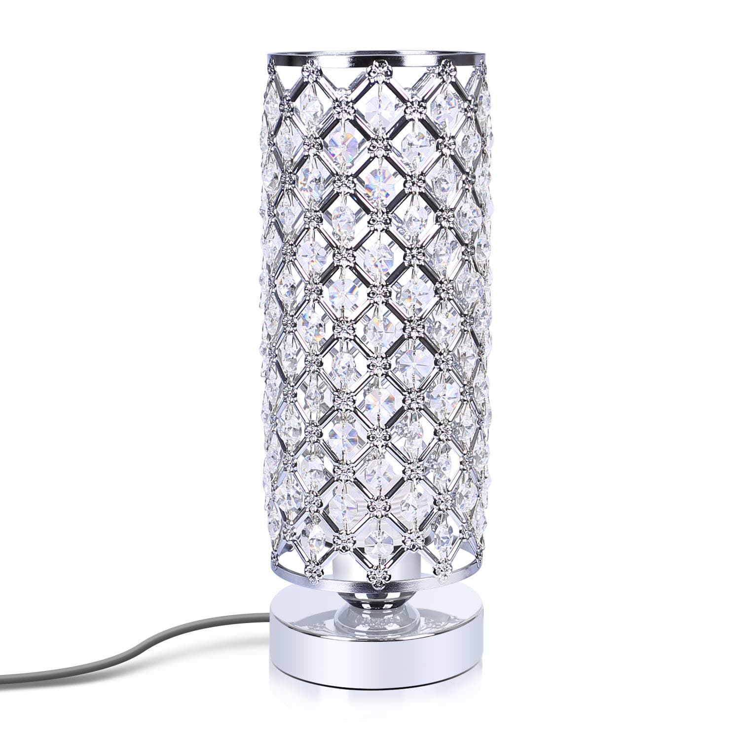 Crystal Table Lamp, Aooshine Crystal Table Lamps with Modern Look, Good Decoration for Room Space, Nightstand Lamp, Perfect for Bedroom, Living Room, Dining-Room