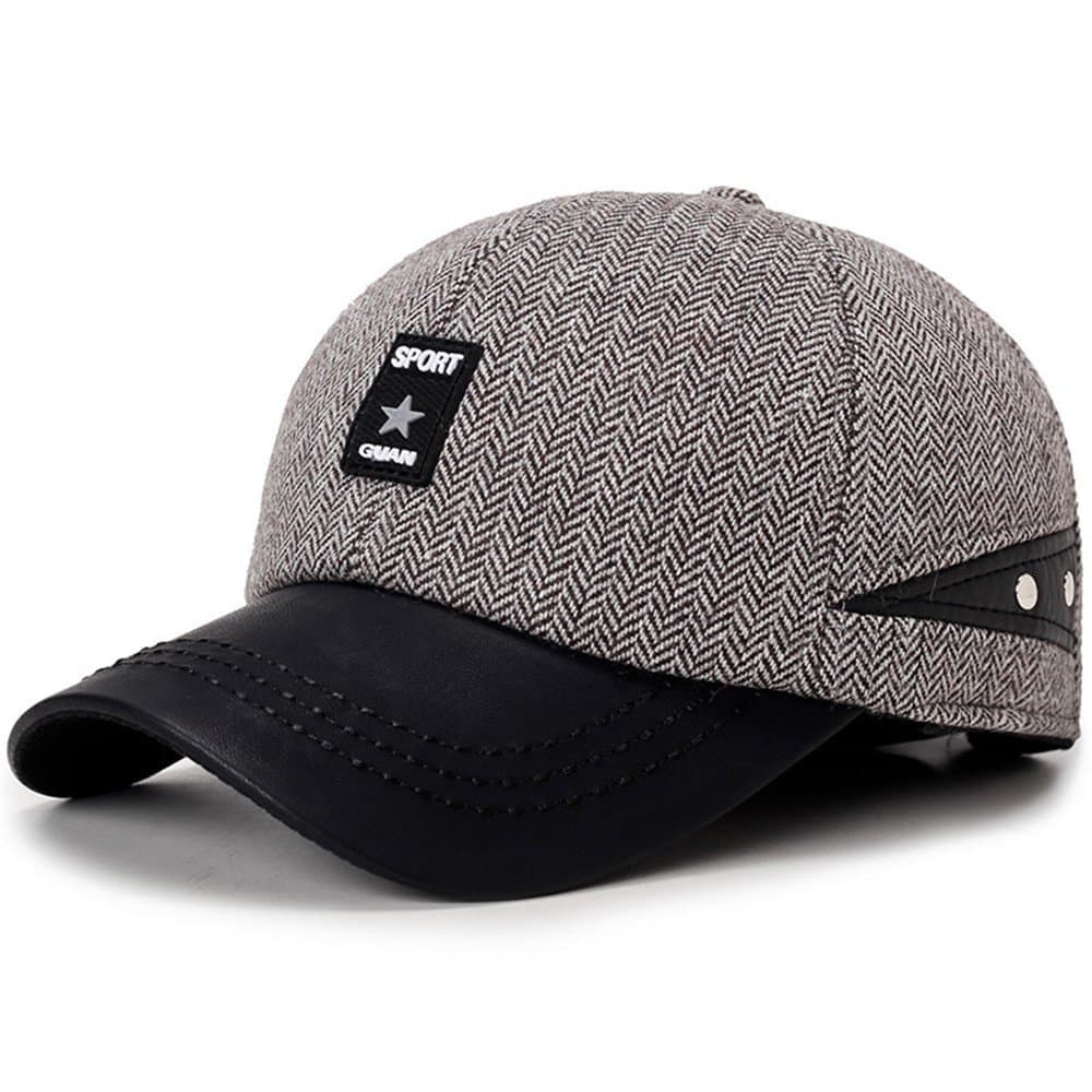 FANJIBA Winter Ear Hat, bag edge men's fashion hat brim peaked cap, outdoor, warm, folding hat helmet,Khaki,(56-60cm)