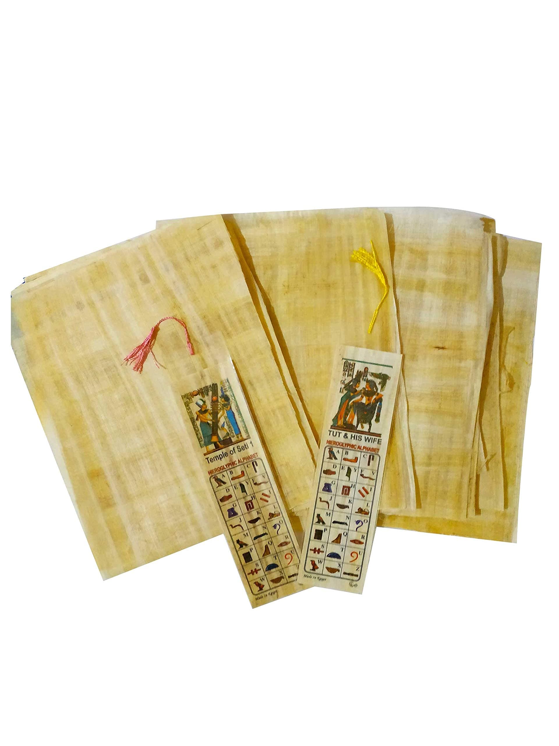 10 Egyptian Papyrus Paper 6x8 Inch (15x20 cm) - Ancient Alphabets Papyrus Sheets-Papyri for Art Project, Scrapbooking, and School History - Ideal Teaching Aid Scroll Paper