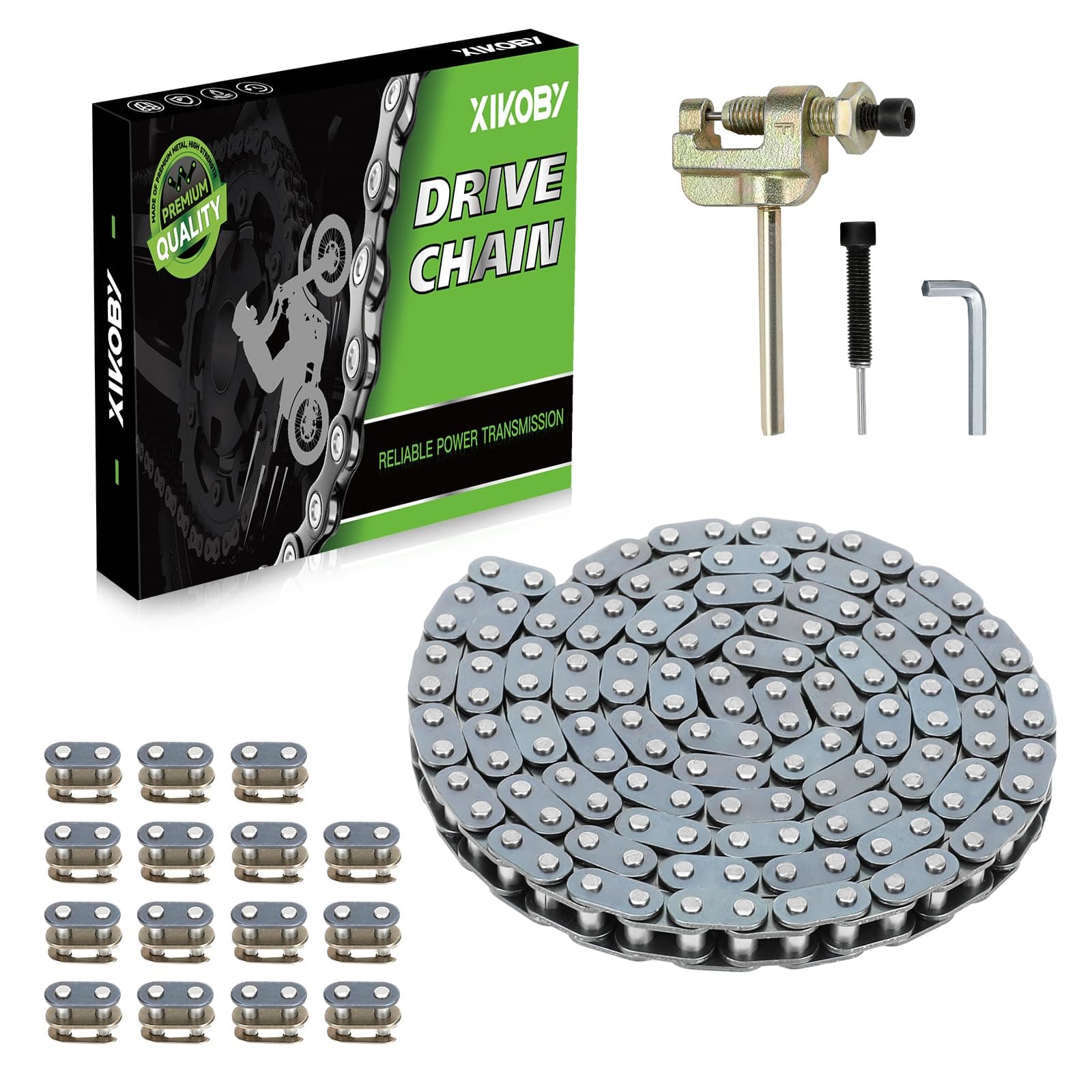 T8F Chain 134 Link Chain Breaker Compatible with SYX Moto 50cc Dirt Bike Mototec SSR X-pro Coolster 47cc 49cc 2 Stroke Engine Pocket Rocket Pit Bike Mini Kids ATV Quad 4 Wheeler Go Kart Parts