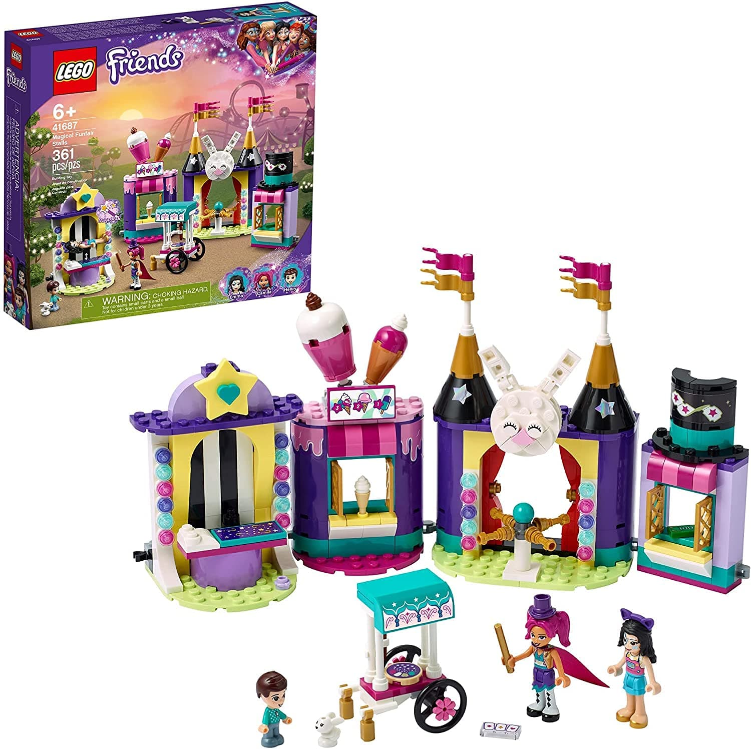 Friends Magical Funfair Stalls 41687 Building Kit; Carnival Pretend Play Toy for Kids Who Love Magic Tricks; New 2021 (361 Pieces)