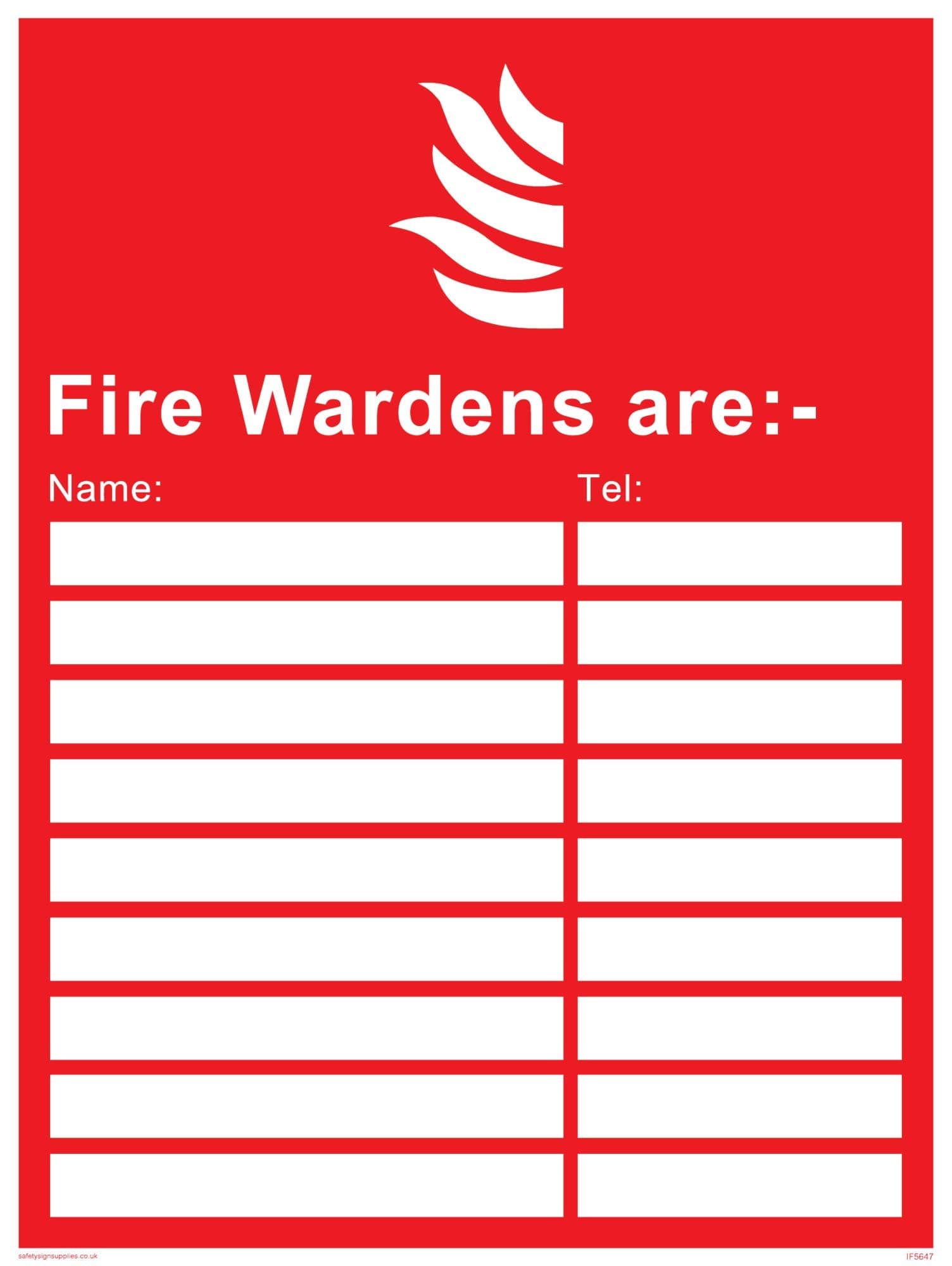 Viking Signs IF5647-A5P-V "Fire Wardens Are:" Sign, Vinyl, 200 mm H x 150 mm W