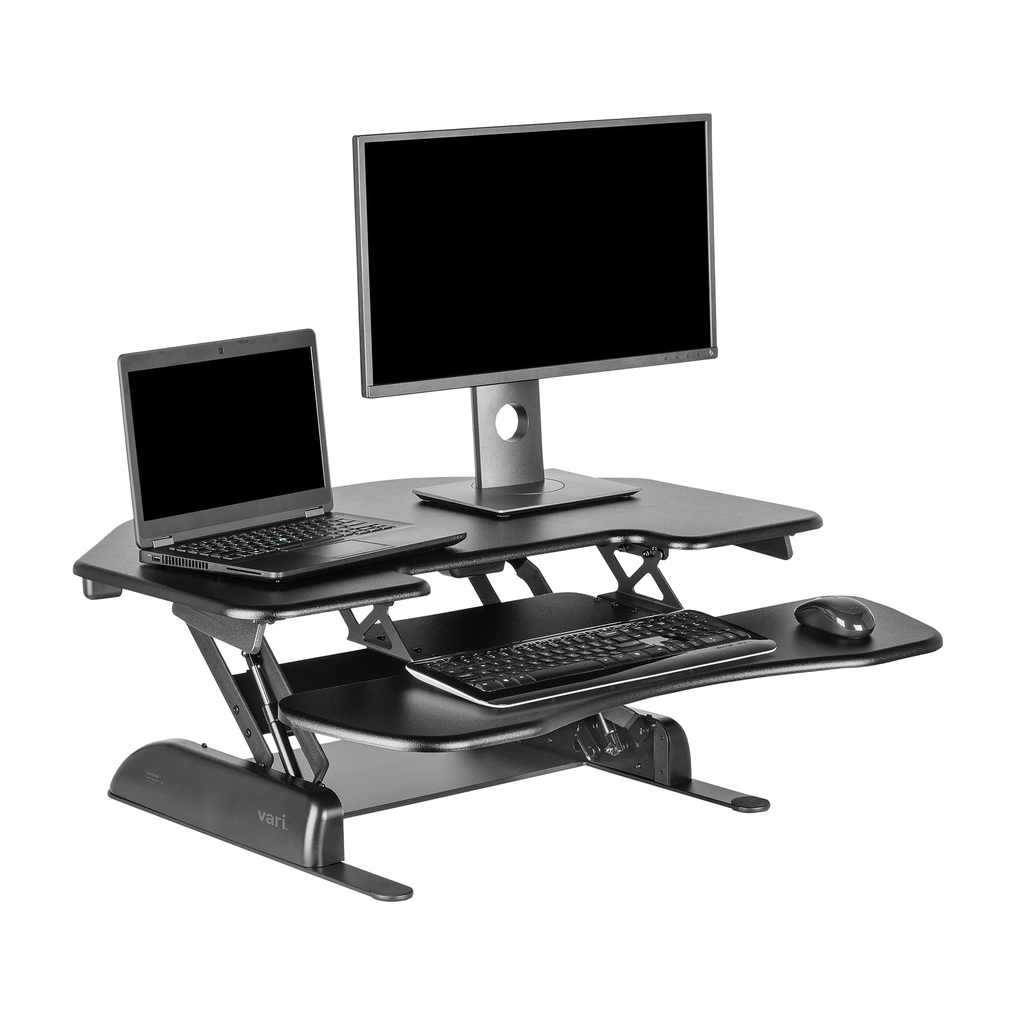 VARIDESK Vari - Cube Corner 36 - Cubicle Standing Desk Converter for Dual Monitors - Home Office Desk with 11 Height Adjustable Settings, Spring-Assisted Lift, Weighted Base - Fully Assembled, Black