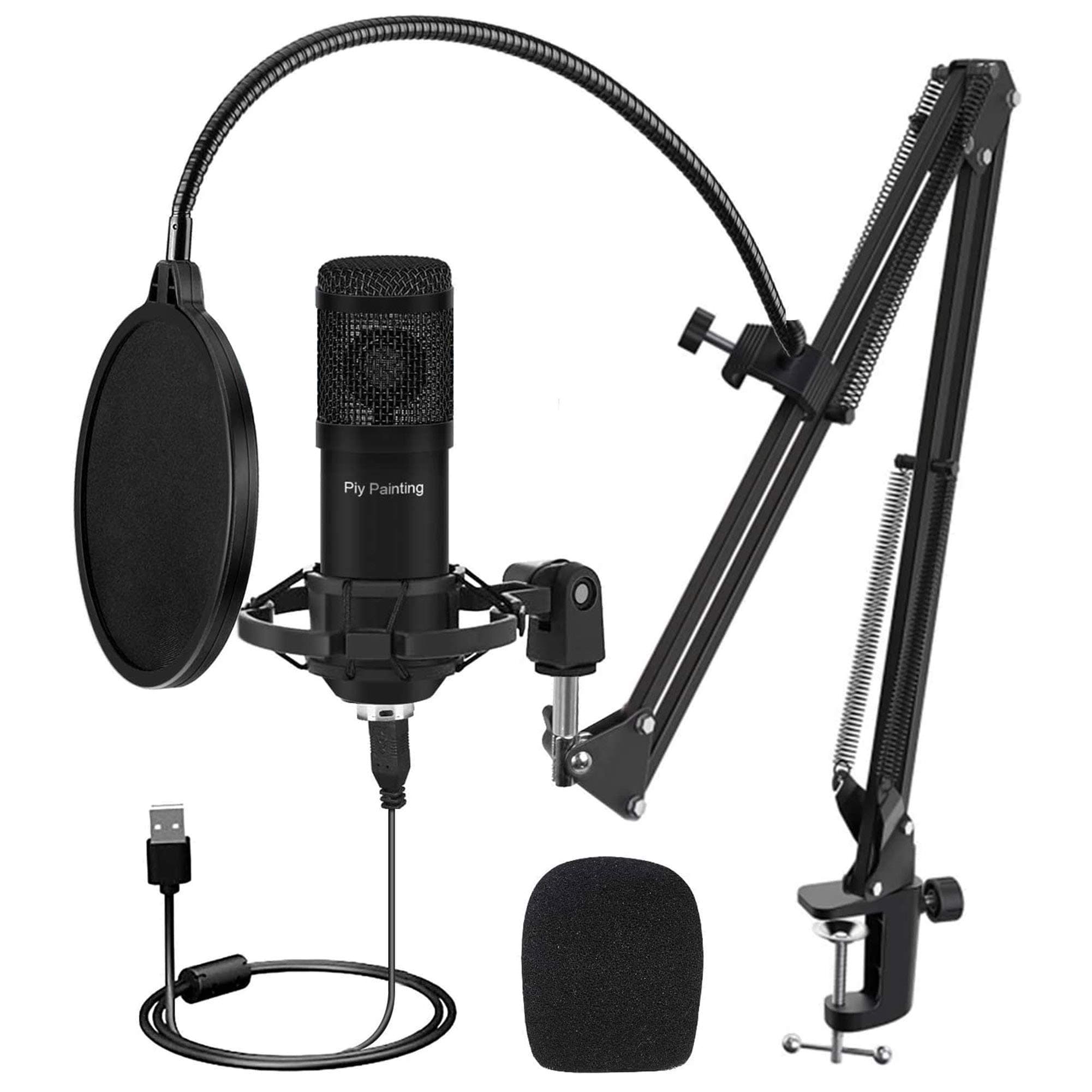USB Microphone Kit with 192KHZ/24Bit Studio Mic Sound Chipset Scissor Arm, Plug & Play Recording Microphone for PC Gaming Streaming Podcasting