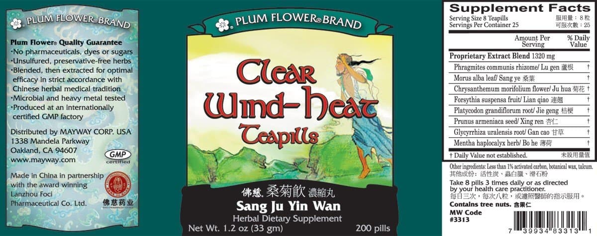 Clear Wind Heat Teapills (Sang Ju Yin Wan), 200 ct, Plum Flower
