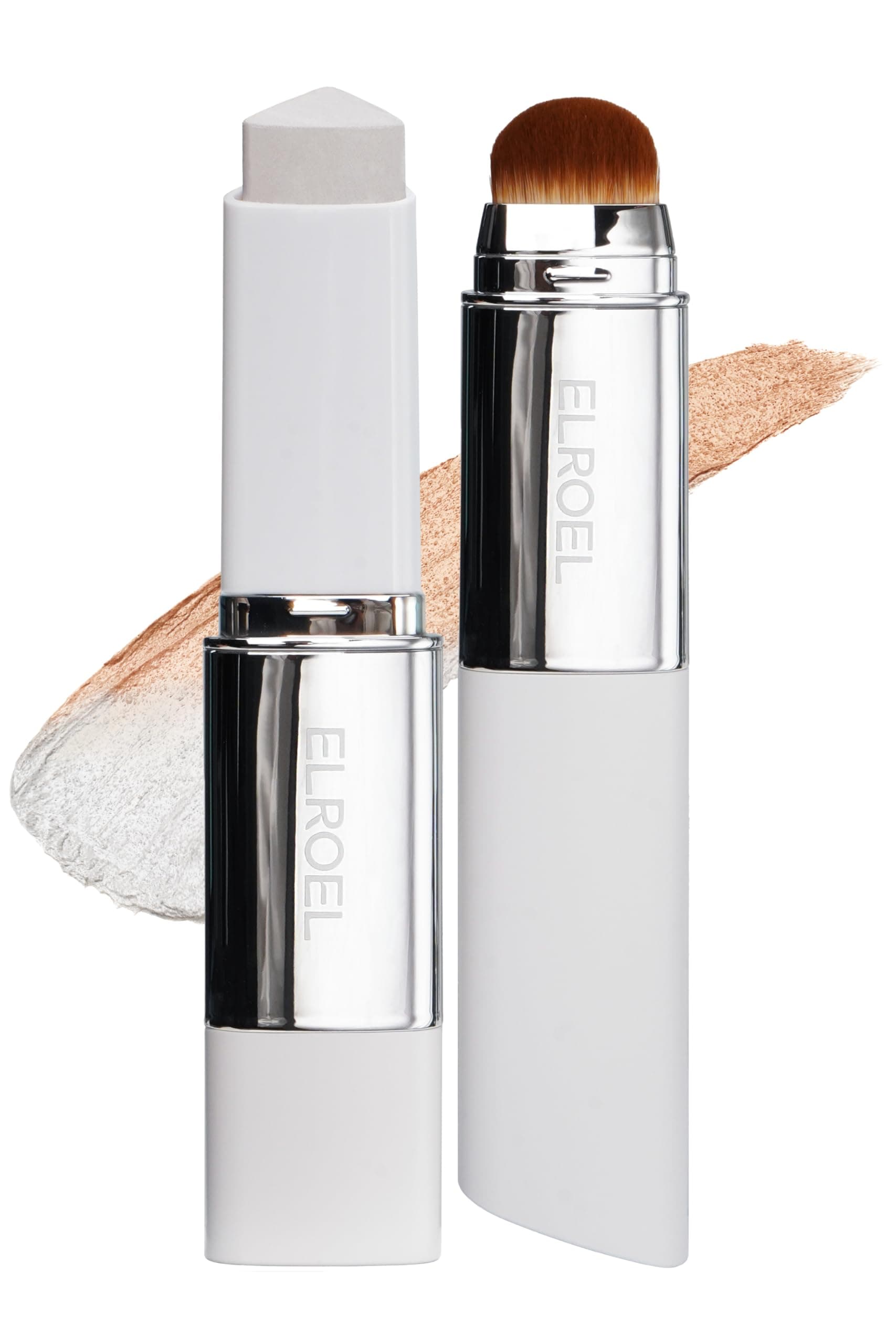 Blanc Cover Cream Stick V White - Korean Colour Changing Foundation Stick with Volufilin - Medium to Full Coverage Dewy Finish Base Makeup - Double Ended with Removable Brush (202 Natural