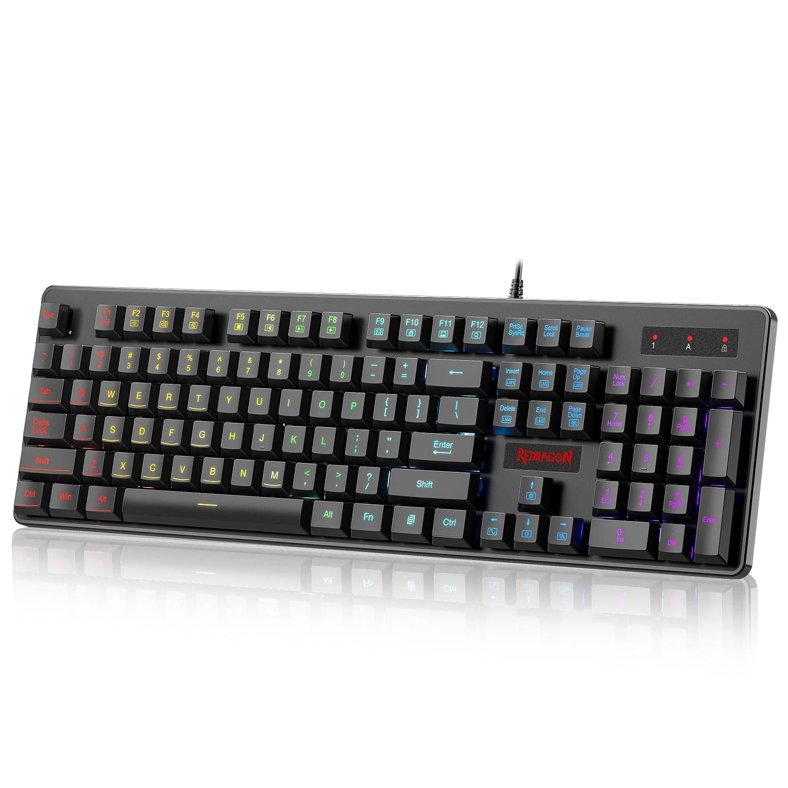 Redragon K509 PC Gaming Keyboard, 104 Key Quiet Mechanical Feel, RGB Backlit & Edge Side Light Illumination Keyboard for Windows PC