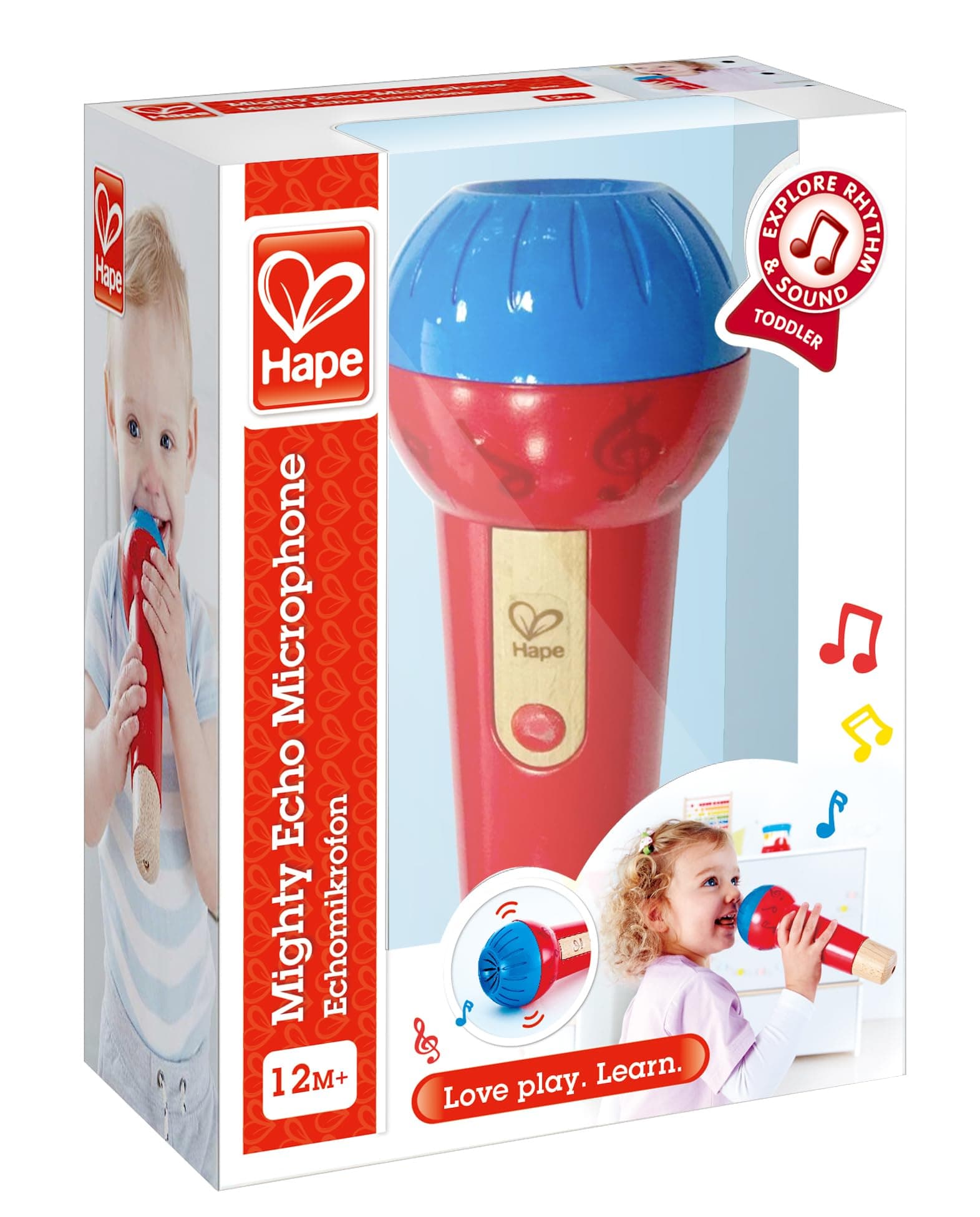 Mighty Echo Microphone | Battery-Free Voice Amplifying Microphone Toy for Kids 1 Year & Up, Red, Model Number: E0337