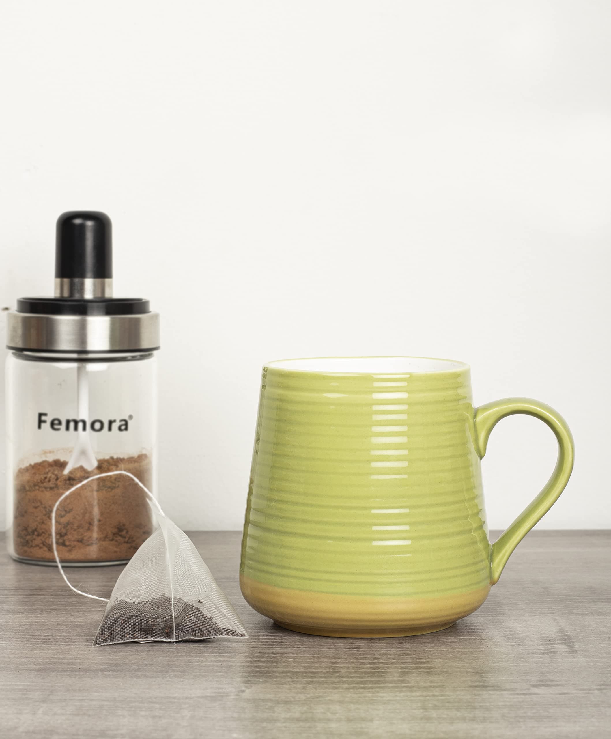 Femora Solid Green Coffee Mug, Coffee Can, Tea Mug-300 ML, Set of 3