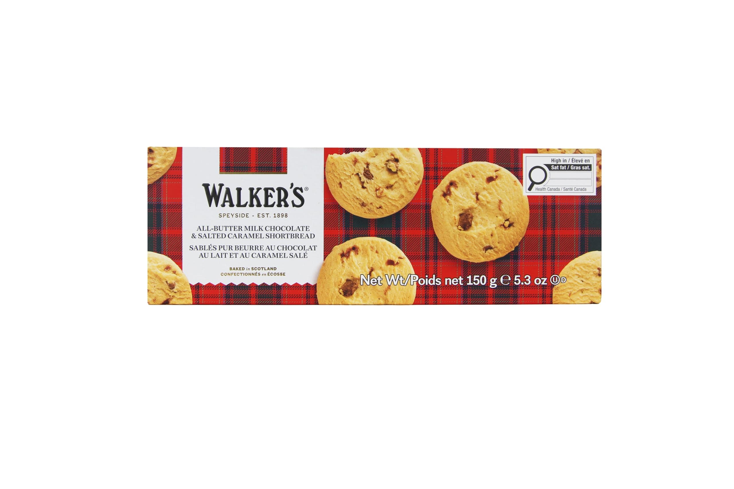Walker’s All-Butter Salted Caramel & Milk Chocolate Chunk Shortbread - 9-Count Box - Authentic Shortbread Cookies from Scotland