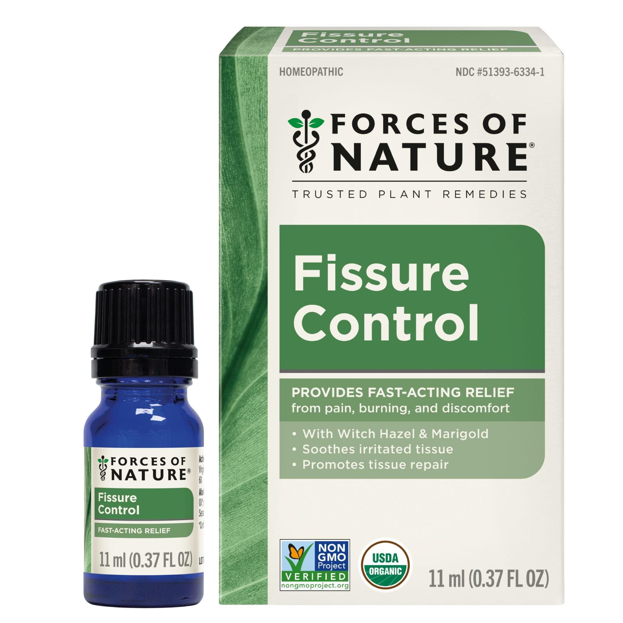 - Forces of Nature Fissure Control, Organic Homeopathic Treatment with Witch Hazel for Anal Fissures, Hemorrhoid Related Irritation & Discomfort, Fast, Natural Topical Relief, 0.37 FL OZ