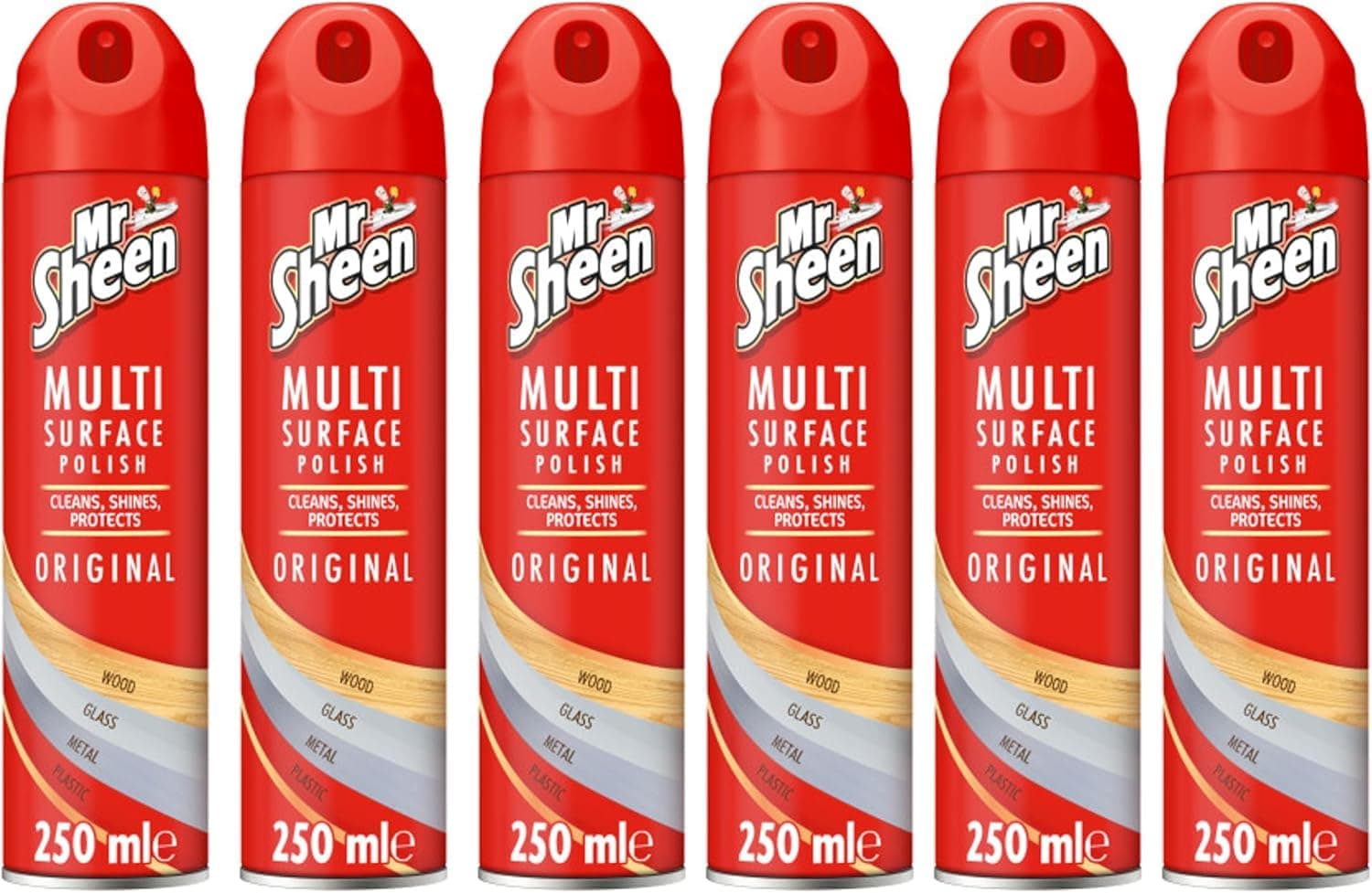 Mr Sheen (ORIGINAL) -Multi-Surface Polish- Aerosol, 250ml (PACK OF 6)
