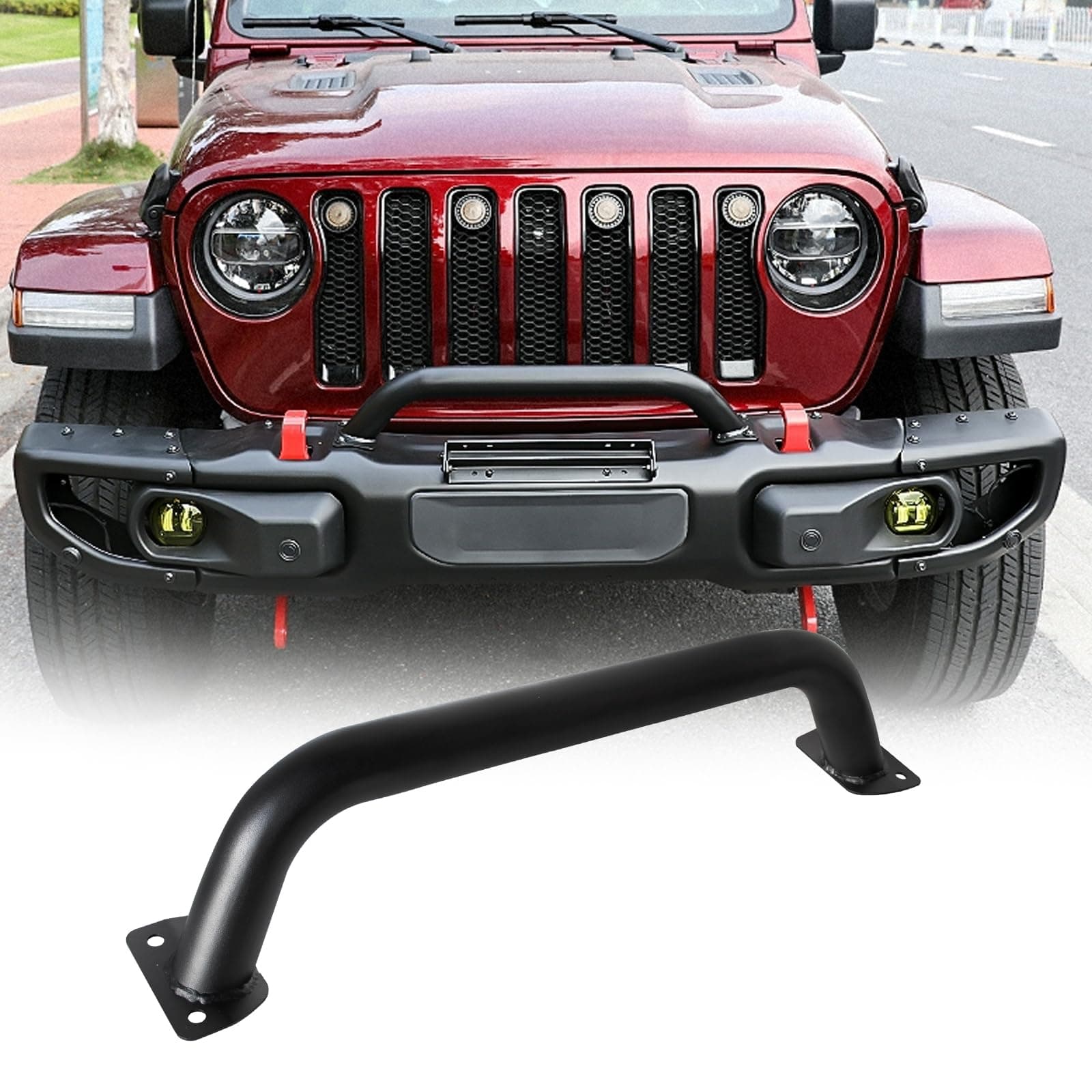 Front Steel Brush Guard Fits 2019-2023 for Jeep Gladiator JT & 2018-2023 for Jeep Wrangler JL JLU Rubicon Bumper Steel Bar Grille Brush Guard