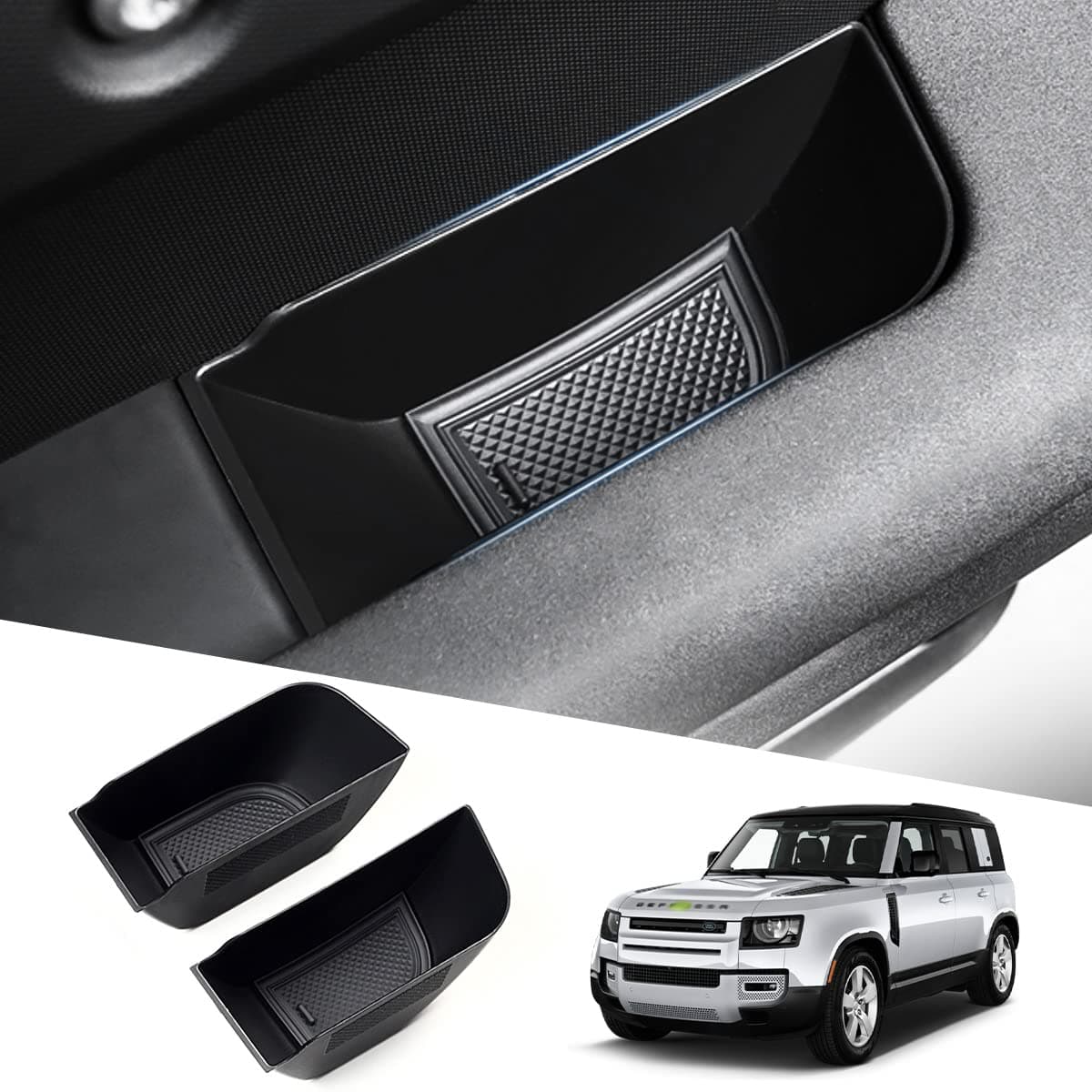 Karltys Door Side Storage Box for Land Rover Defender 90 110 130 2020-2023 2024 Accessories Defender Door Side Organizer Tray Grab Handle Pocket Box Insert Interior Accessories 2PCS