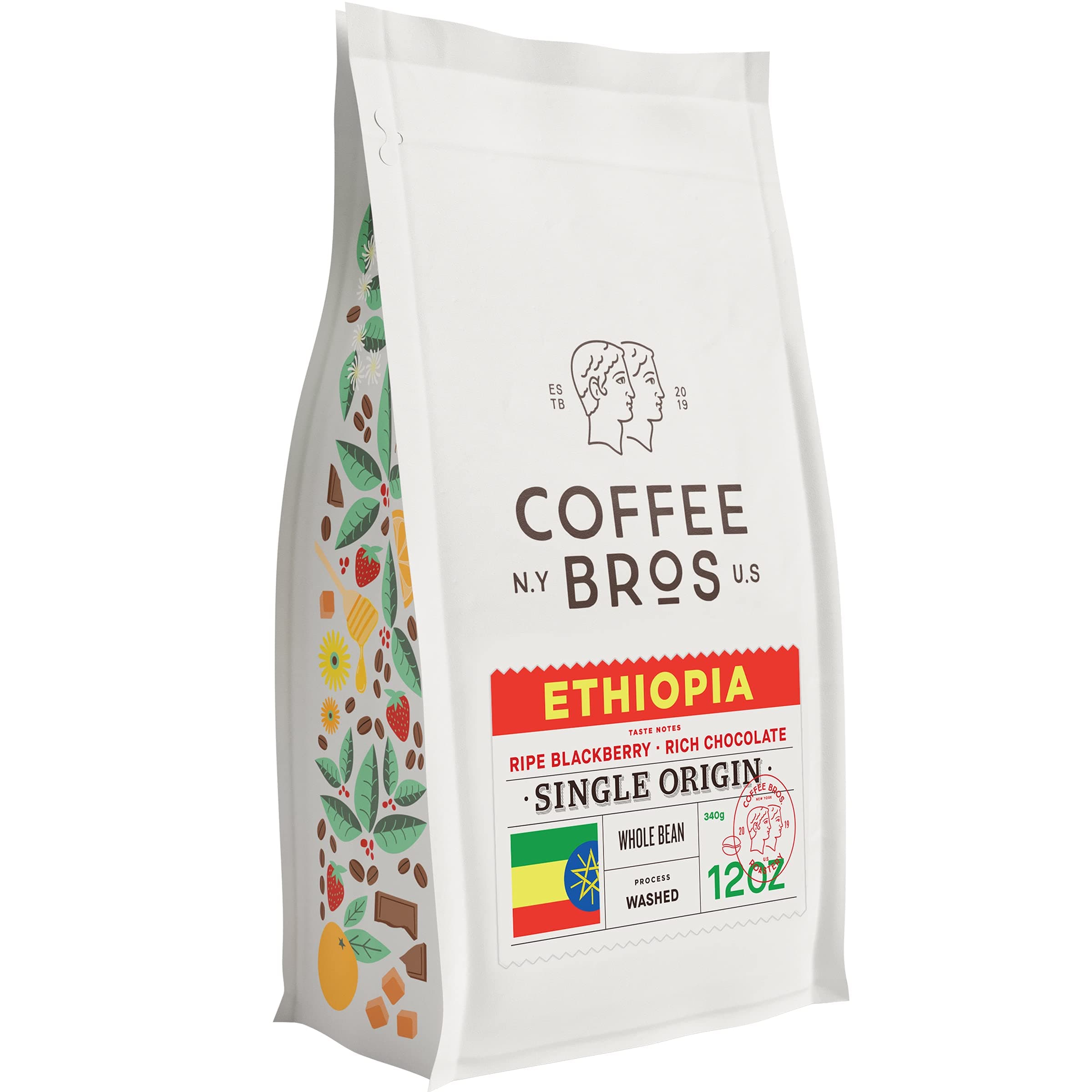 Coffee Bros., Ethiopia Keramo — Whole Bean — Single Origin 100% Arabica — 1 Bag (12oz) — Light Roast — Gourmet & Specialty