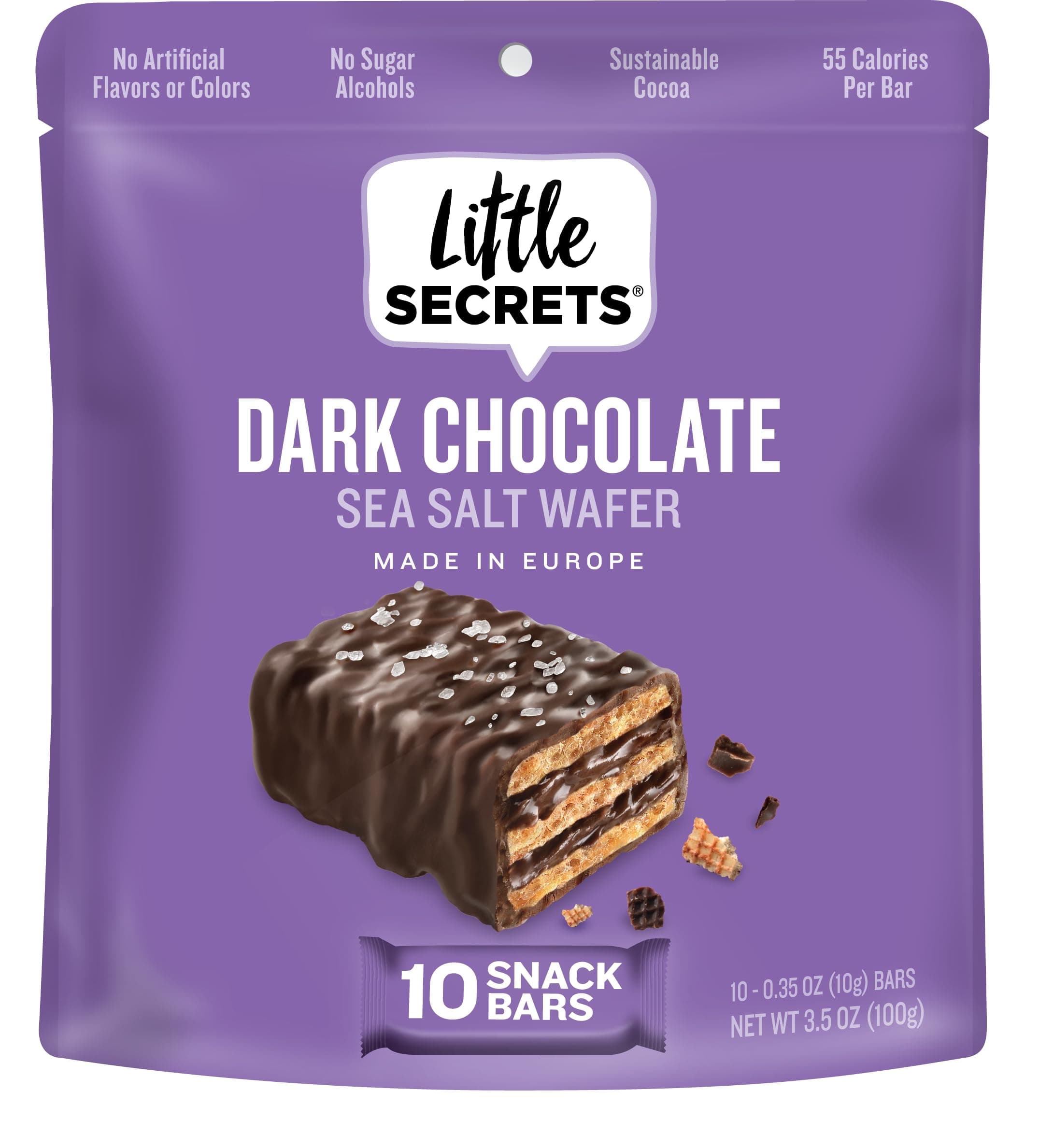 Little Secrets Dark Chocolate Crispy Wafers | 60 Minis | Made in Europe | Nothing Artificial & No Sugar Alcohols | Sustainable Cocoa | 3.5 Ounce (Pack of 1)