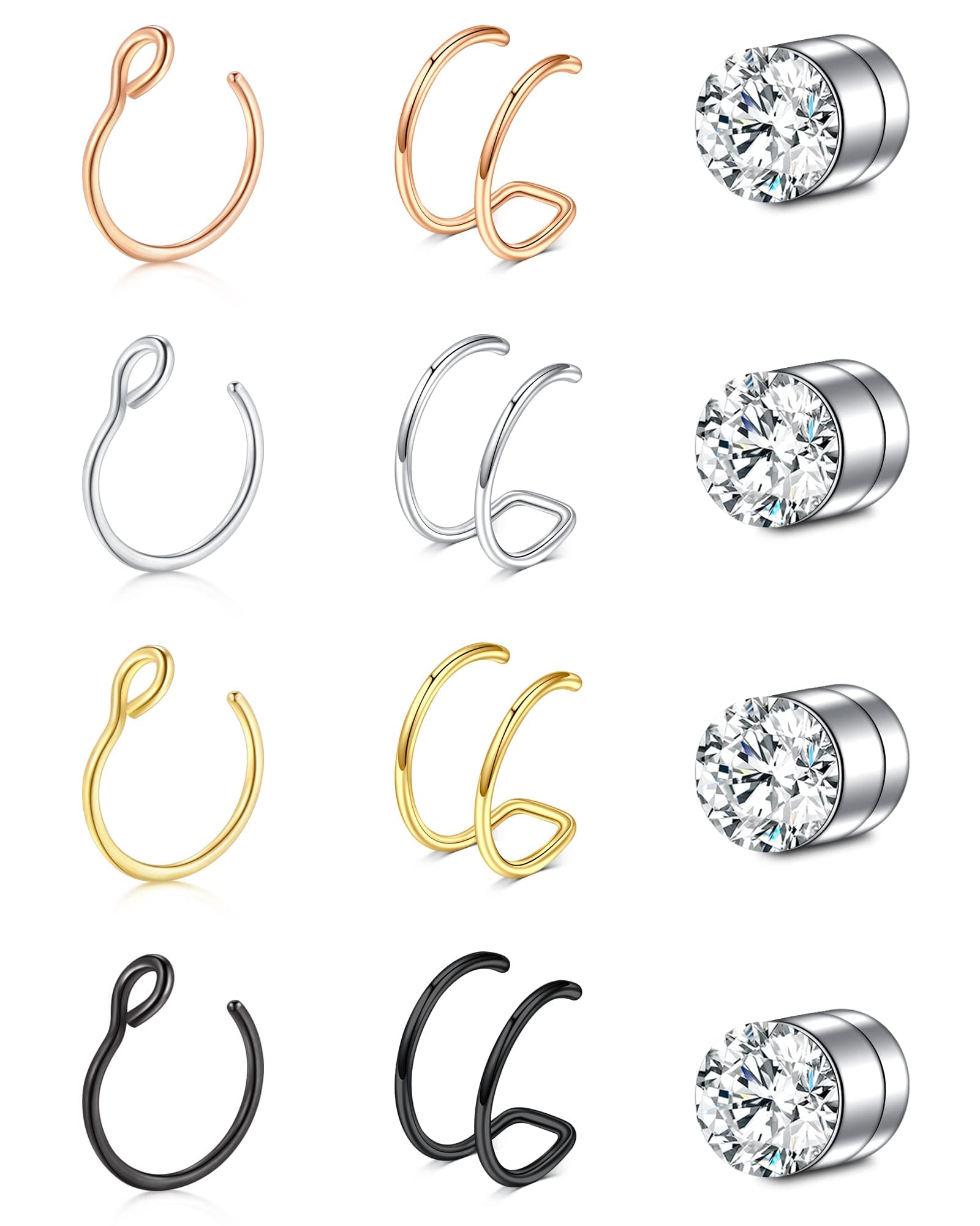 Clip on Fake Nose Rings - Magnetic Septum & Stud Nose Piercings for Women