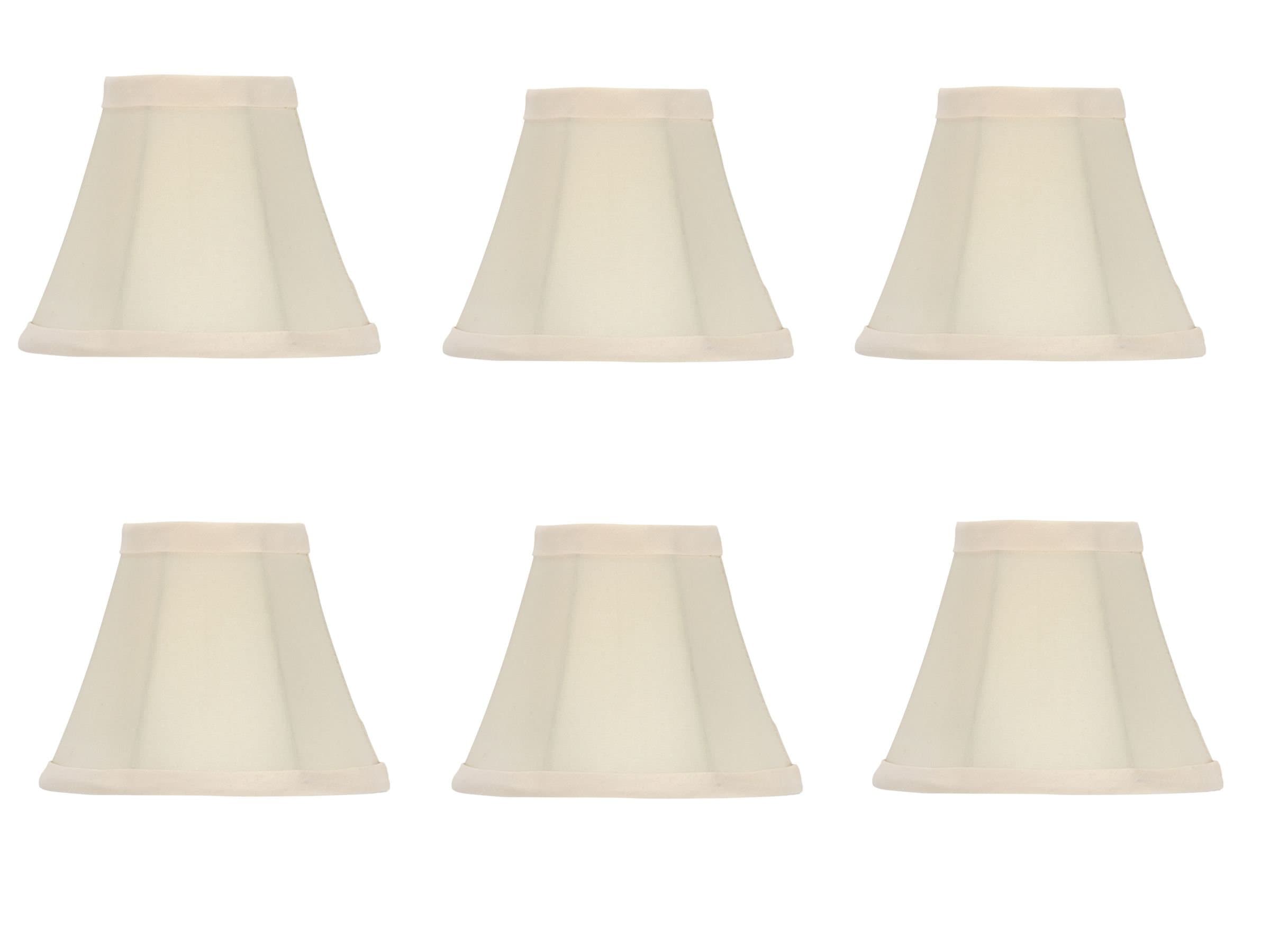 Upgradelights 5 Inch Set of 6 Chandelier Shades in Eggshell Pure Silk 2.5x5x4.25