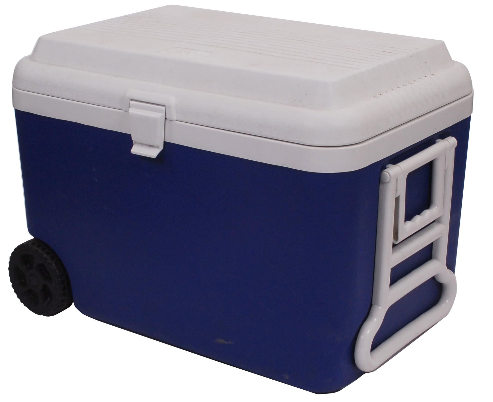 Epicurean 61 x 40 x 45 cm 50 Litre Polypropylene Cool Box on Wheels, Blue/White