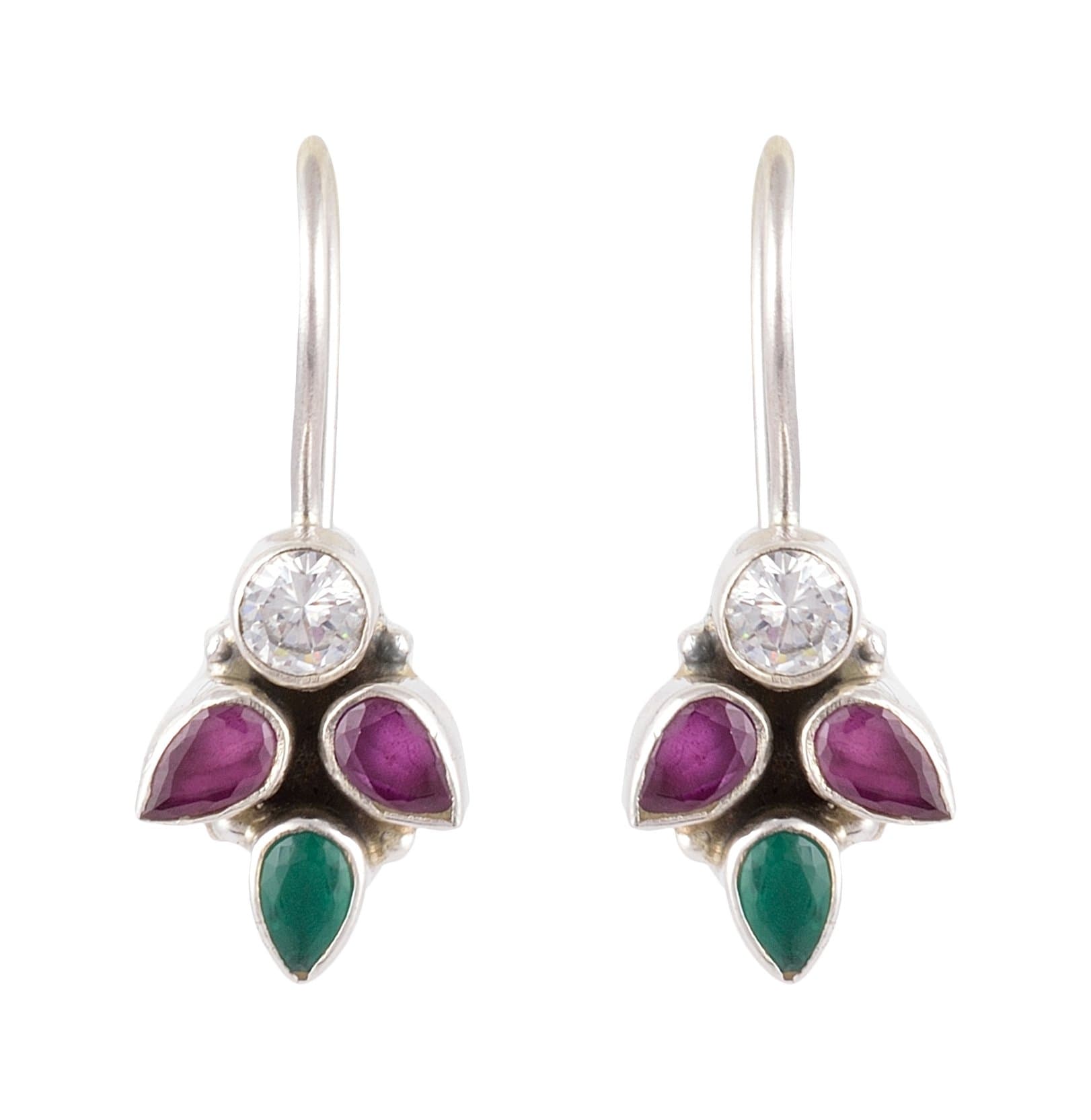 HANDICRAFT FASHION POINT92.5 Sterling Silver Emerald Zircon Silver Earrings for Women