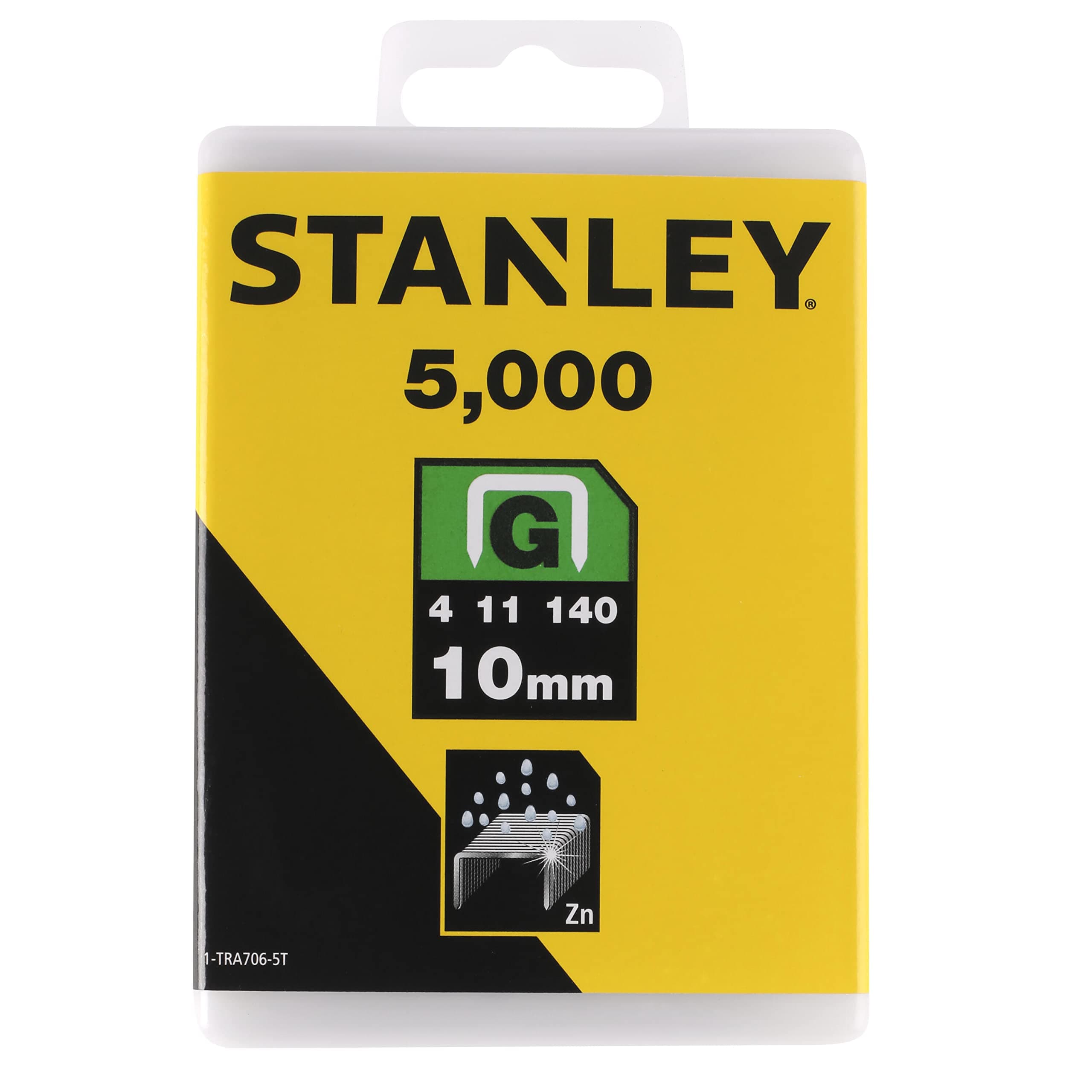 STANLEY Heavy Duty Cable Staples Sharpshooter Pack of 5000 Type G 10 mm Resistant and Rustproof 1-TRA706-5T, Packaging May Vary