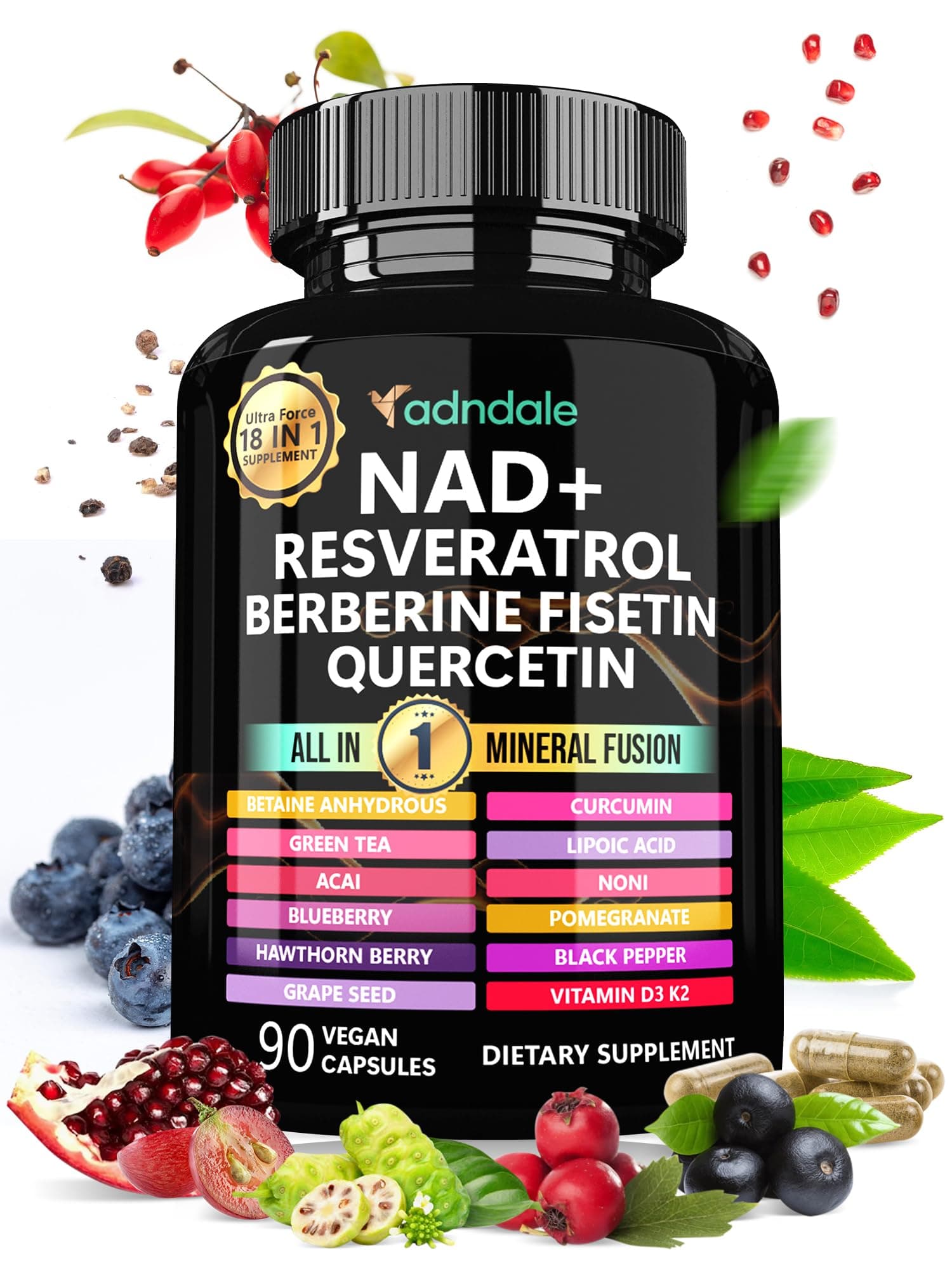 NAD Supplement 300mg & Resveratrol 1000mg Organic. Proprietary Longevity Form...