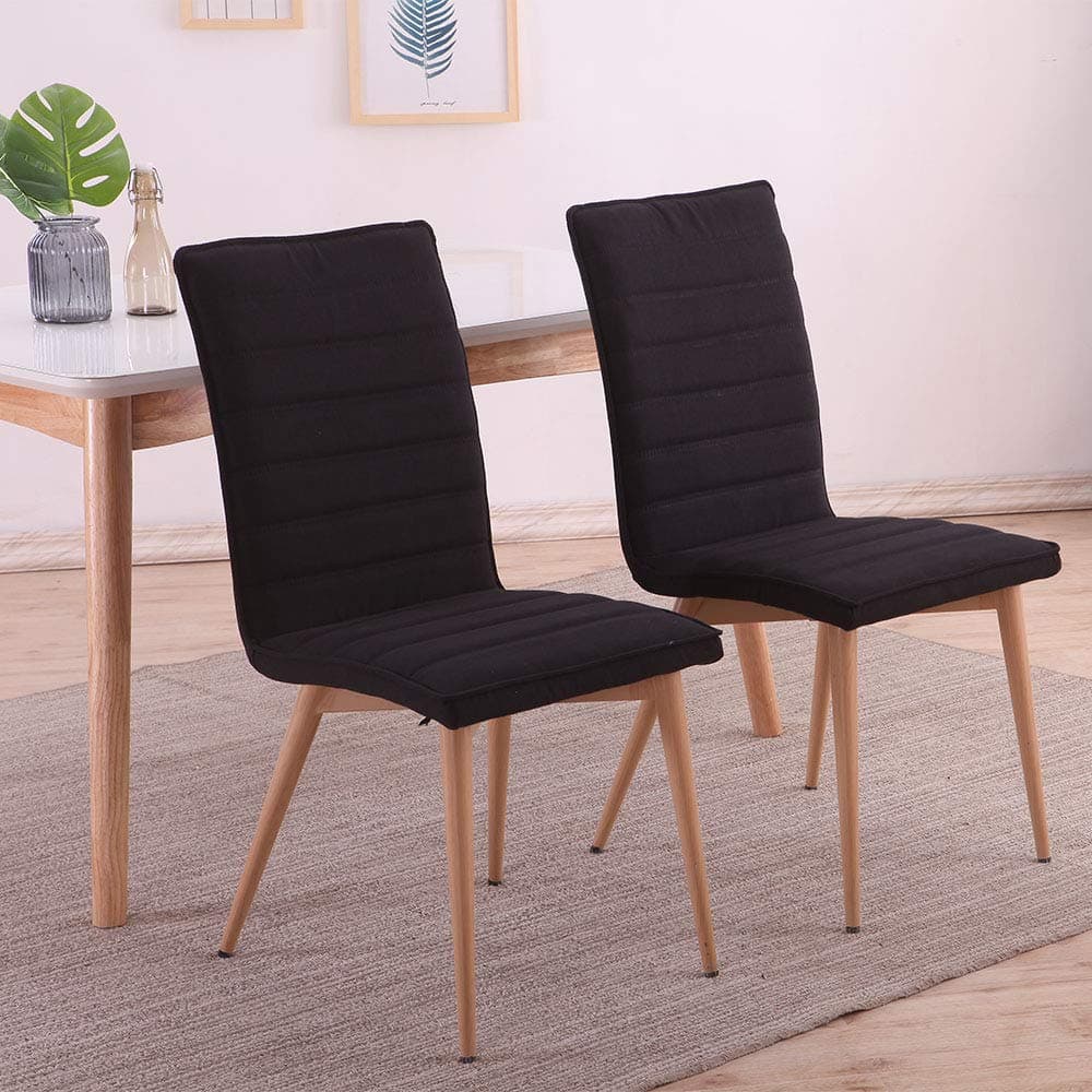 The Home Garden Store Set of 2 Oslo Linen Fabric Dining Chairs Black
