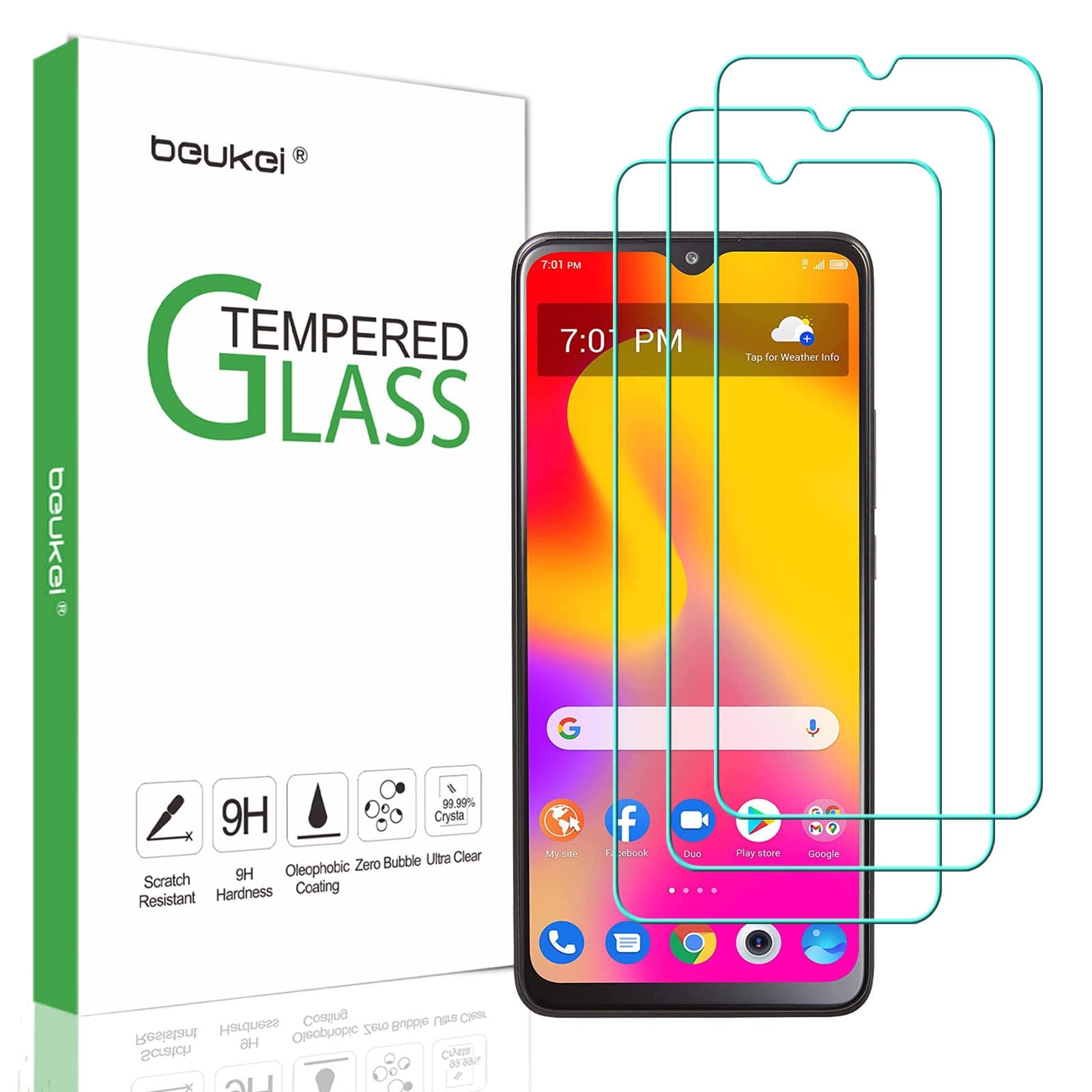 Beukei (3 Pack) Compatible for TCL 30 XL/TCL 30XL (2022) Screen Protector Tempered Glass (6.82 inch),Touch Sensitive,Case Friendly, 9H Hardness