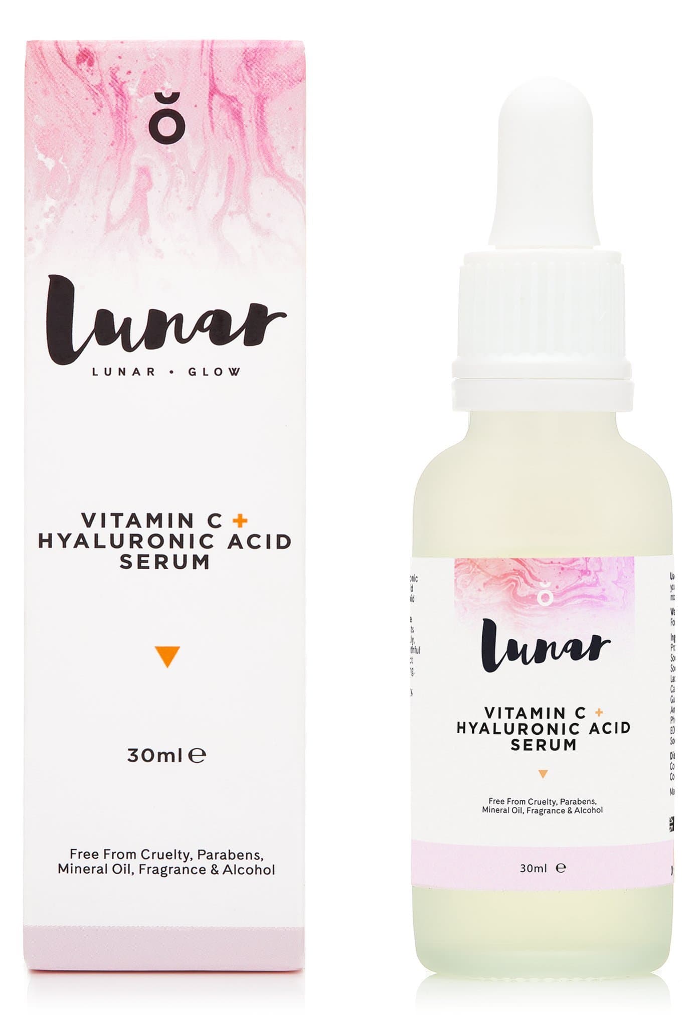 Vitamin C Hyaluronic Acid Serum by Lunar Glow. A Natural Anti Ageing Serum For Your Face & Skin. 1 fl.oz - 30ml.