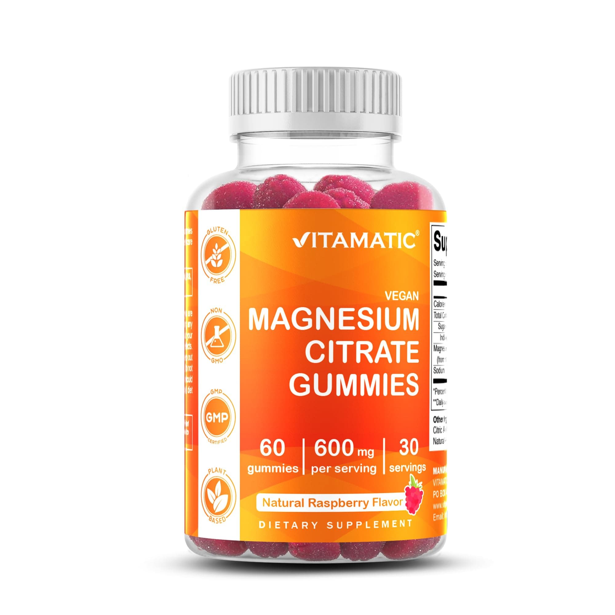 Magnesium Gummies 600mg per Serving - 60 Vegan Gummies - Promotes Healthy Relaxation, Muscle, Bone, & Energy Support