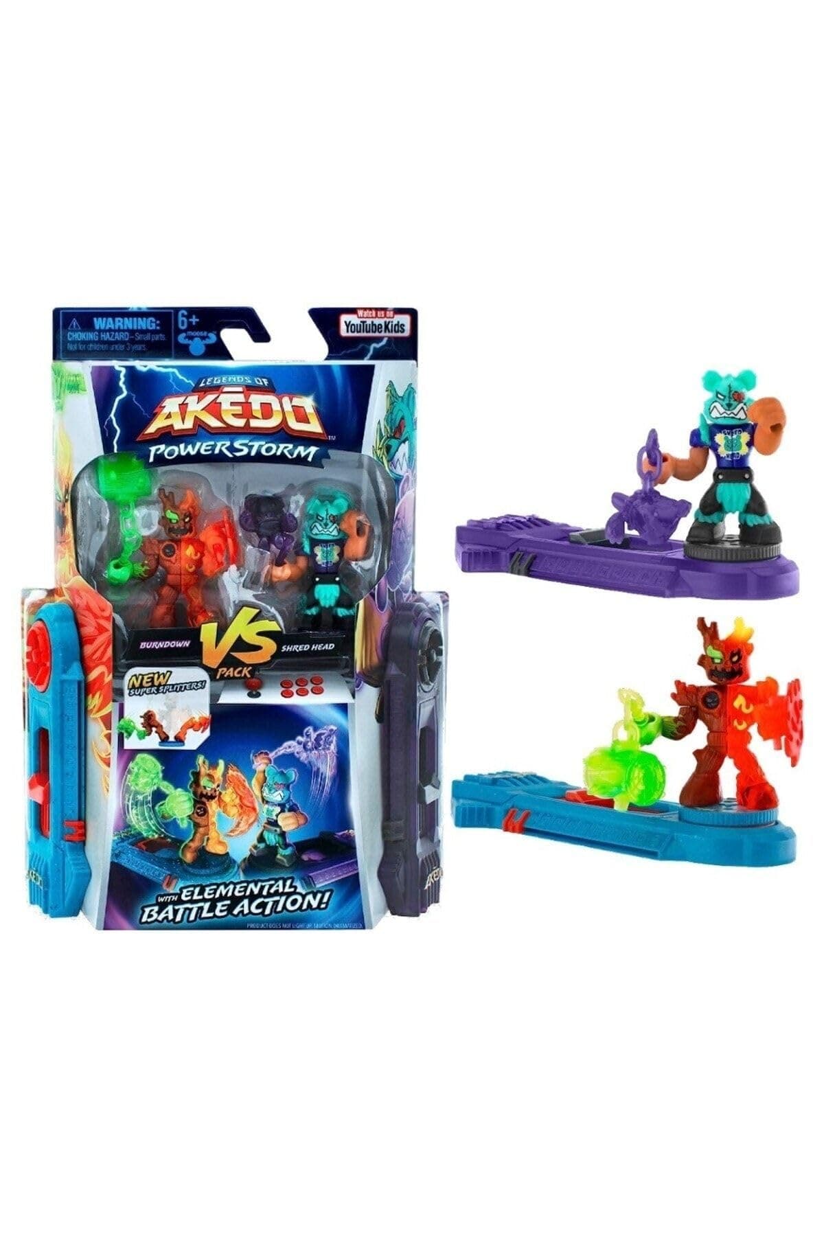 Legends of Akedo Power Storm - Versus Pack - 2 Mini Battling Warriors and 2 Battle Controllers - Burndown Versus Shred Head
