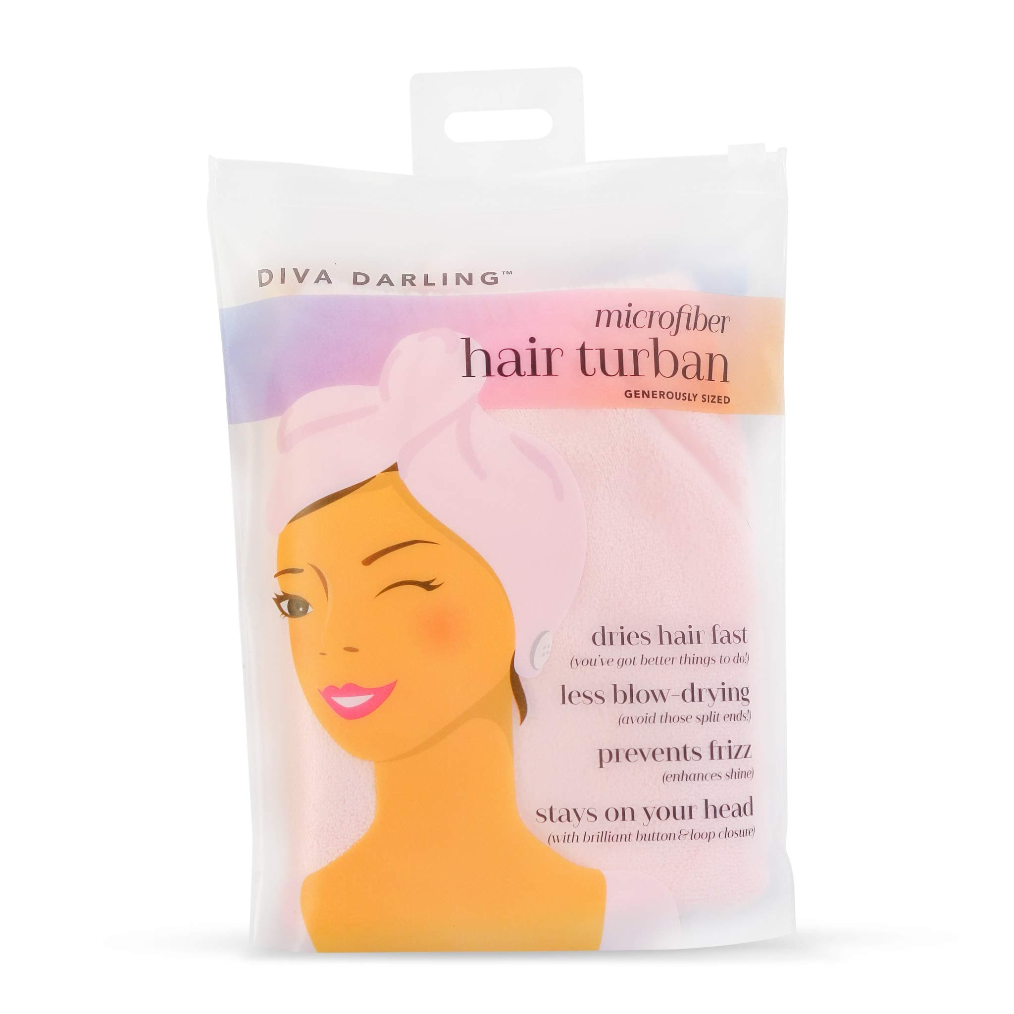 AQUIS Diva Darling, Easy to Use & Super Absorbent Microfiber Hair Turban, Pink