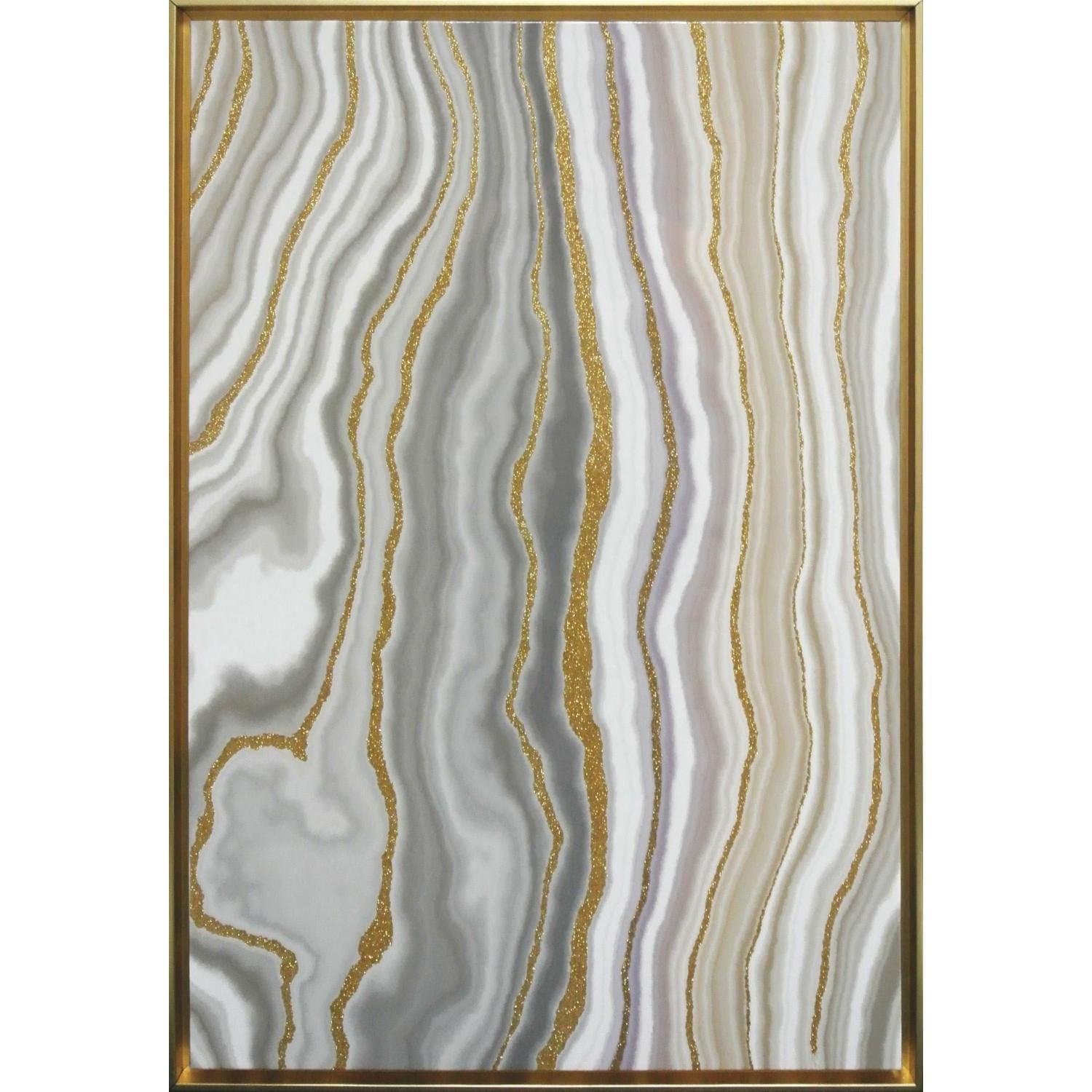 Linden Ave AVE10304 Glitter Veins Agate-Green Framed Wall Art