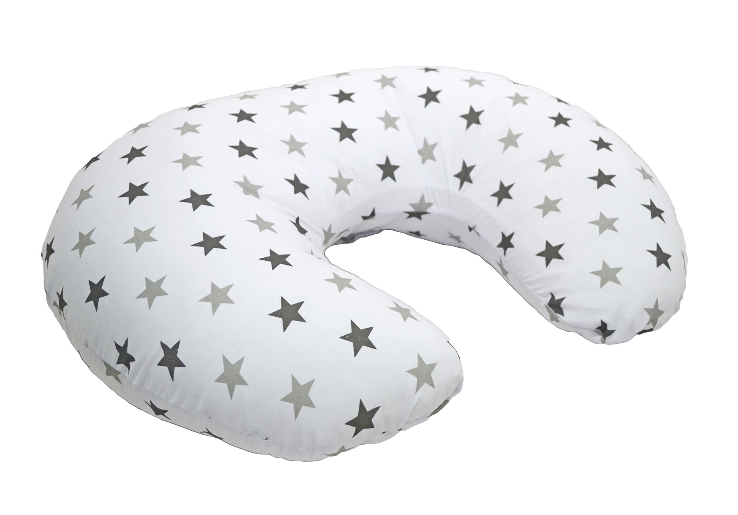 Cuddles Collection Nursing Pillow with 100% Cotton Cover - Removable Cover Breastfeeding Pillows for Comfortable Nursing Support Baby Pillow (Silver Twinkle)