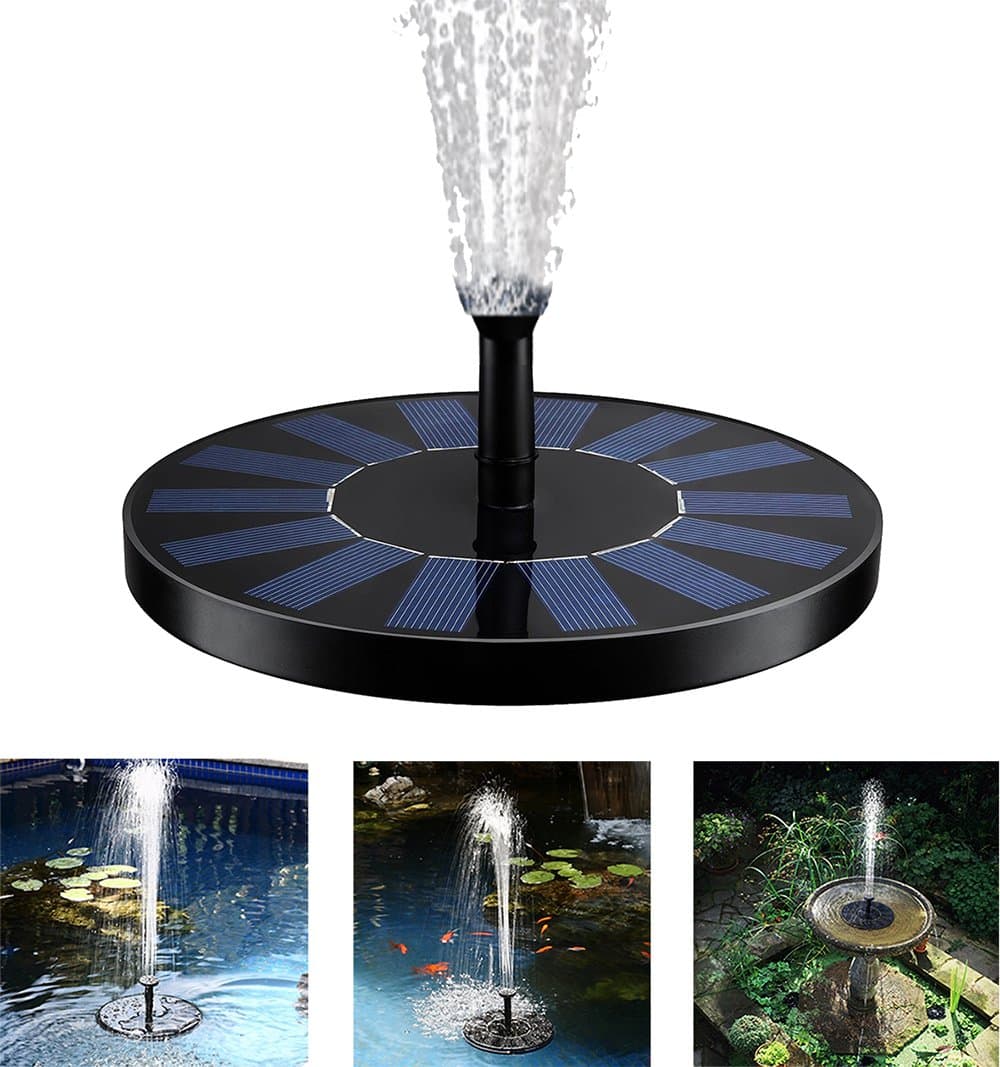 TR Turn Raise Solar Fountain Pump, 1.4W Circle Solar Water Pump, Outdoor Fountain Kit for Birdbath or Pond