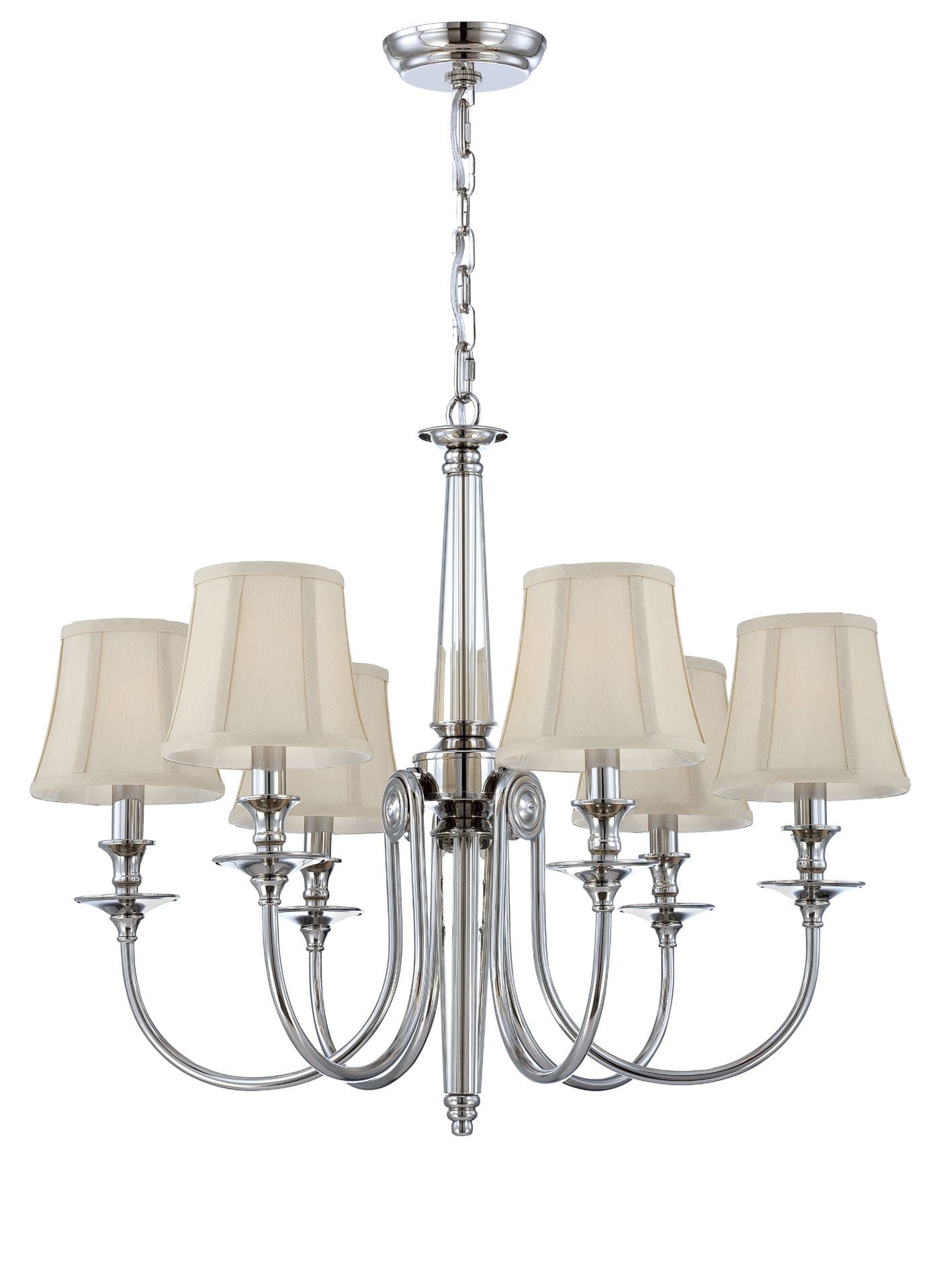 Eurofase 25772 Mona 6-Light Chandelier, Polished Nickel