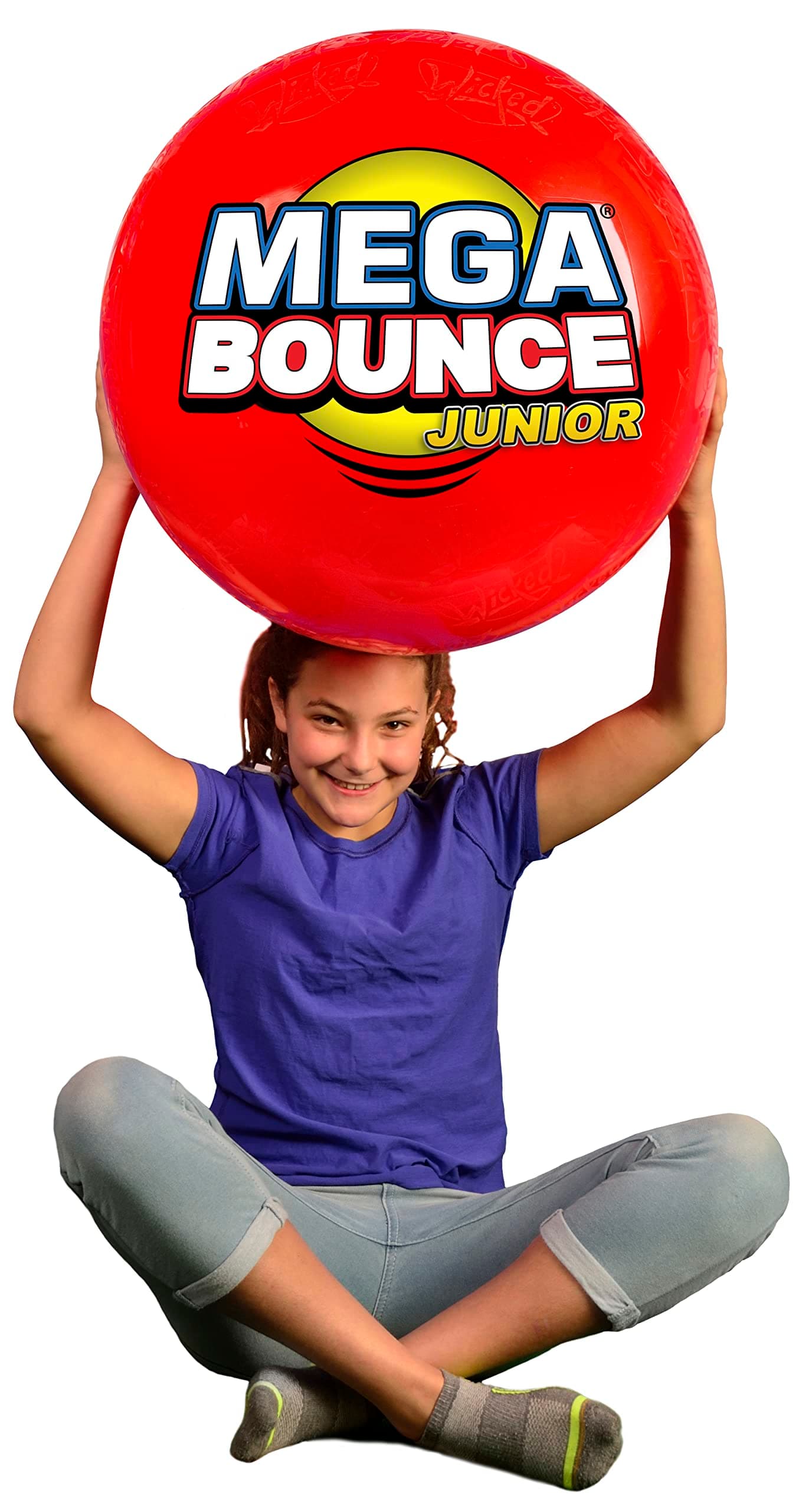 Mega Bounce Junior | The Huge Inflatable Bouncy Ball by Wicked Vision | 1.41 Metre Circumference | Foot Pump Included