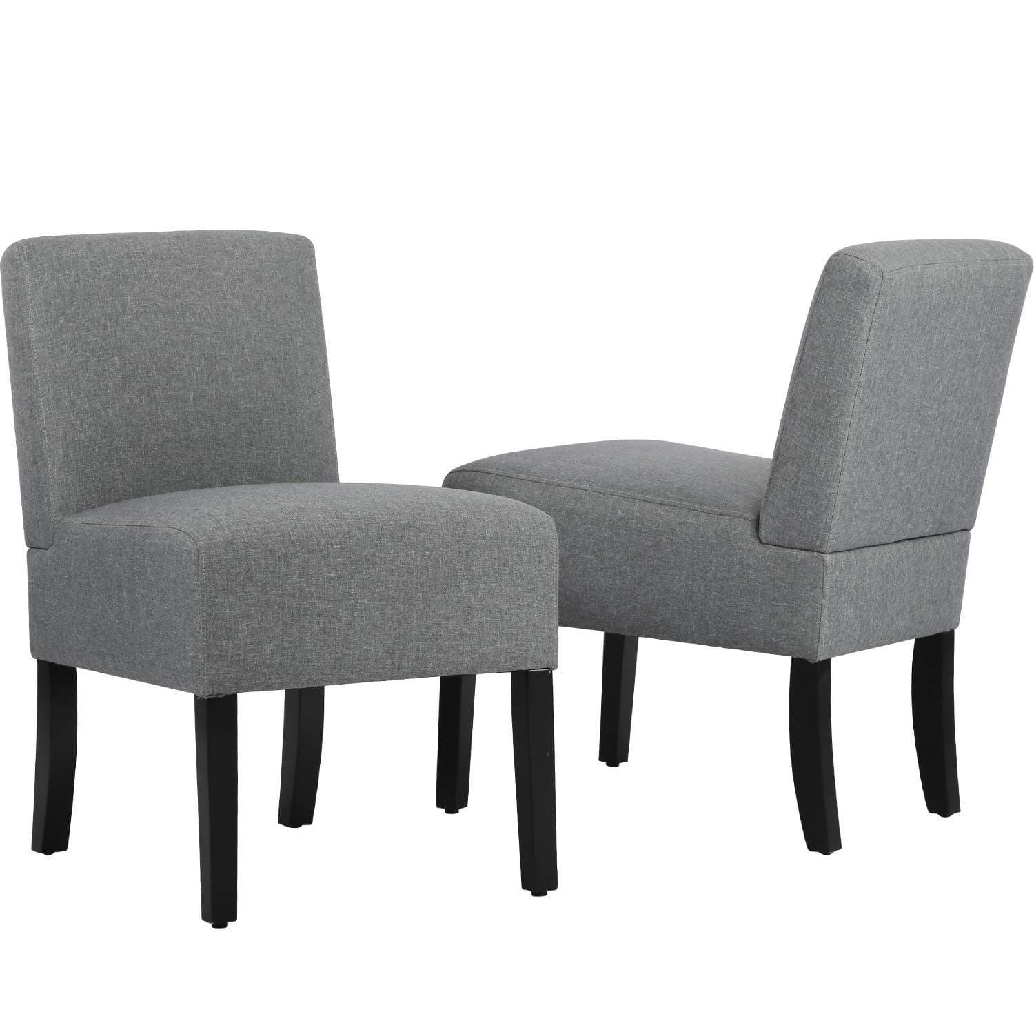 BestMassageAccent Chair set of 2 accent chairs for living room Armless Chair Dining Chair Elegant Design Modern Fabric Living Room Chairs Sofa,Grey.