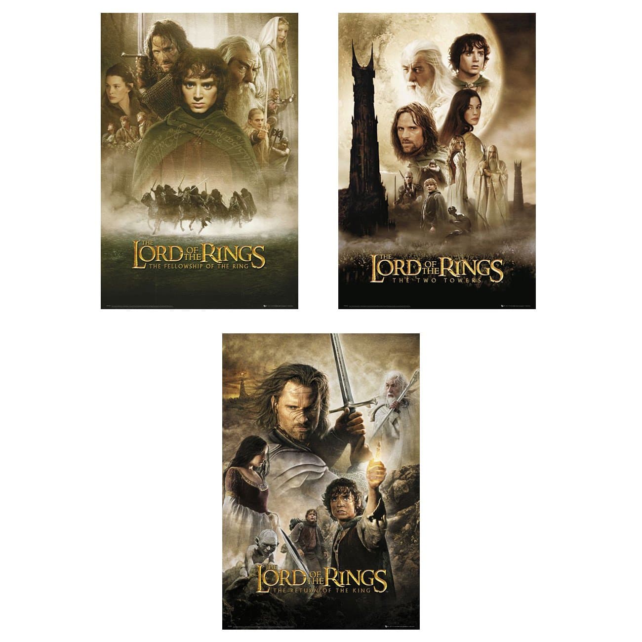 POSTER STOP ONLINE The Lord of the Rings 1, 2 & 3 - Movie Poster Set (3 Posters) (Size 24" x 36")