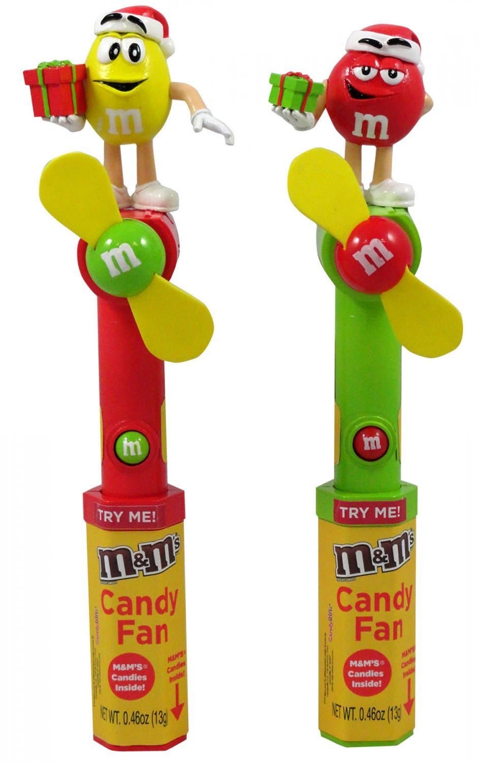 M&M's Red and Yellow Character Christmas Fan Toy Stocking Stuffer (Pack of 2)