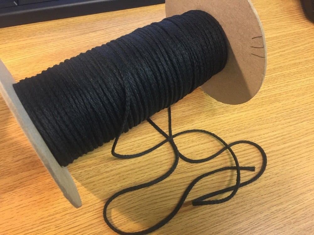 Cotton Drawcord 1/8" Round Braided Drawstring Cord- Black or White 5 yards (Black)