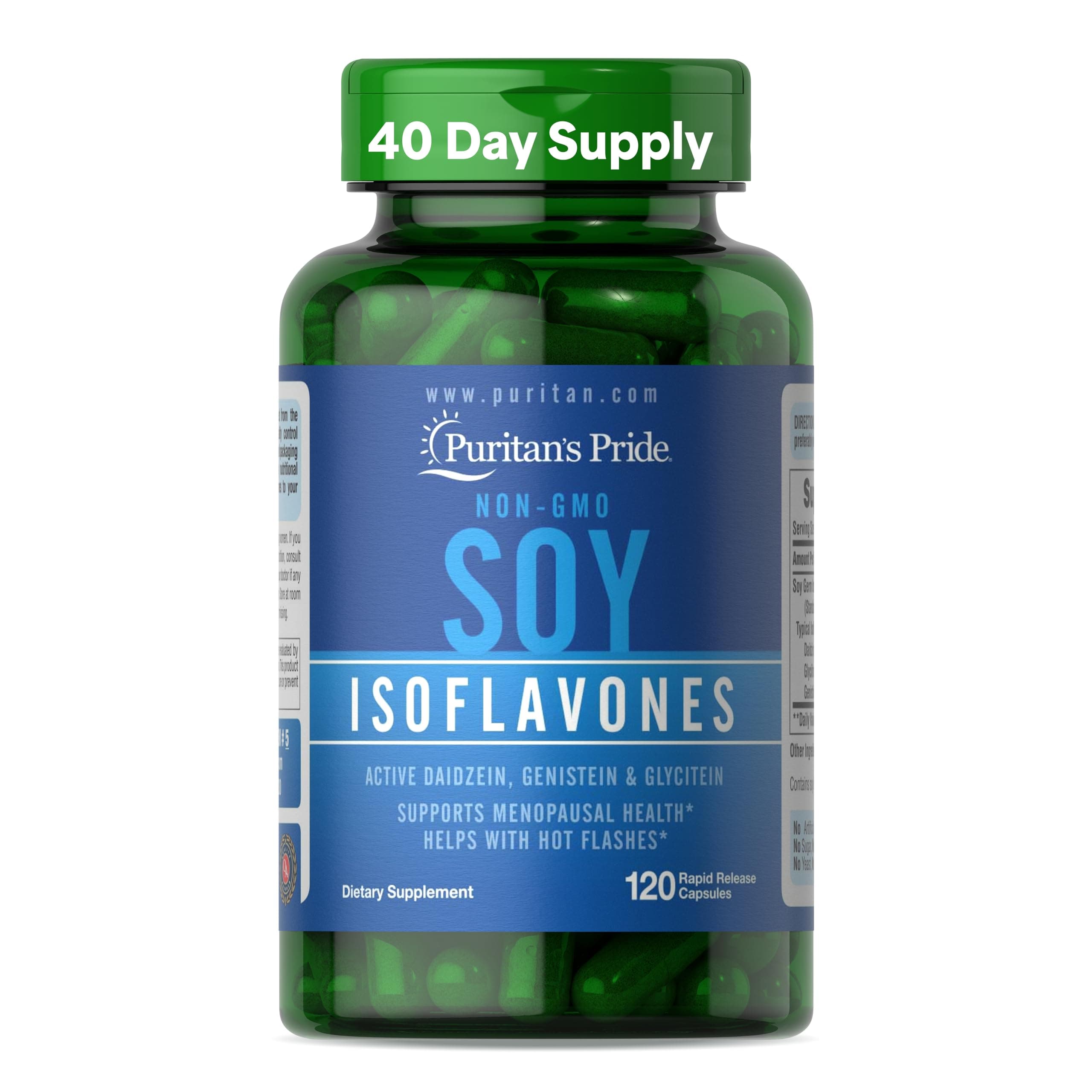 Non-GMO Soy Isoflavones 750 Mg Rapid Release Capsules, No Artificial Color, 120 Count (Pack of 1)