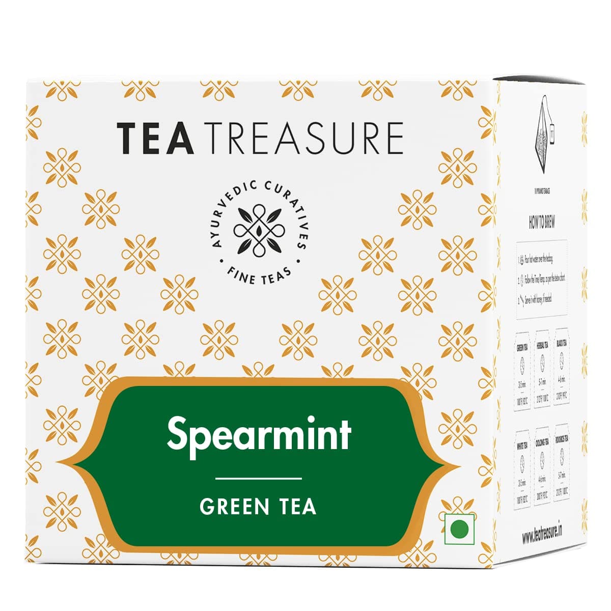 Tea Treasure Spearmint Green Tea for Women's PCOS, PCOD, and Hormonal Balance | Supports Digestion, Clear Skin & Weight Management | Caffeine-Light Detox Green Tea | Stress Relief, 10 Pyramid Tea Bags
