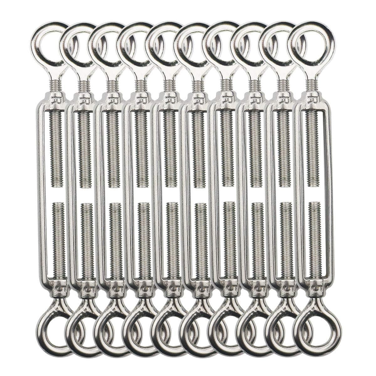 TooTaci 10 Pack M5 Turnbuckle Eye and Eye, 304 Stainless Steel Turnbuckle Wire Tensioner, Adjustable Turnbuckles for Cables Wire, Cable Tightener for Tension, Garden Trellis, Cable Railing