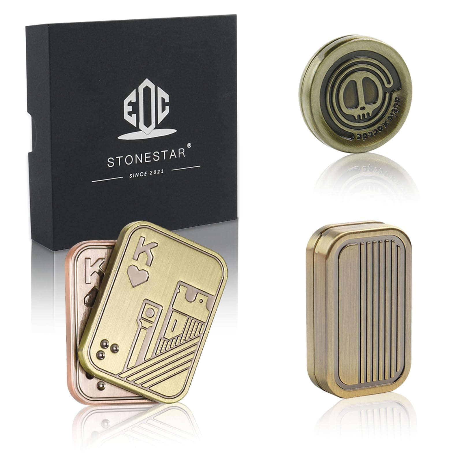 STONESTAR Fidget Toys Pack - Magnetic Metal Fidget Slider Haptic Coin Collection, EDC Fidget Toy for Adults, Helps Relieve ADHD/Anxiety/Stress (Gold)