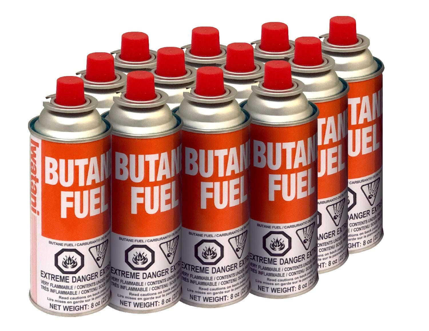 Iwatani BU-6 CassetteFeu Butane Fuel Canister for Butane Stove & Torch Refills, 8-Ounce (Set of 12)