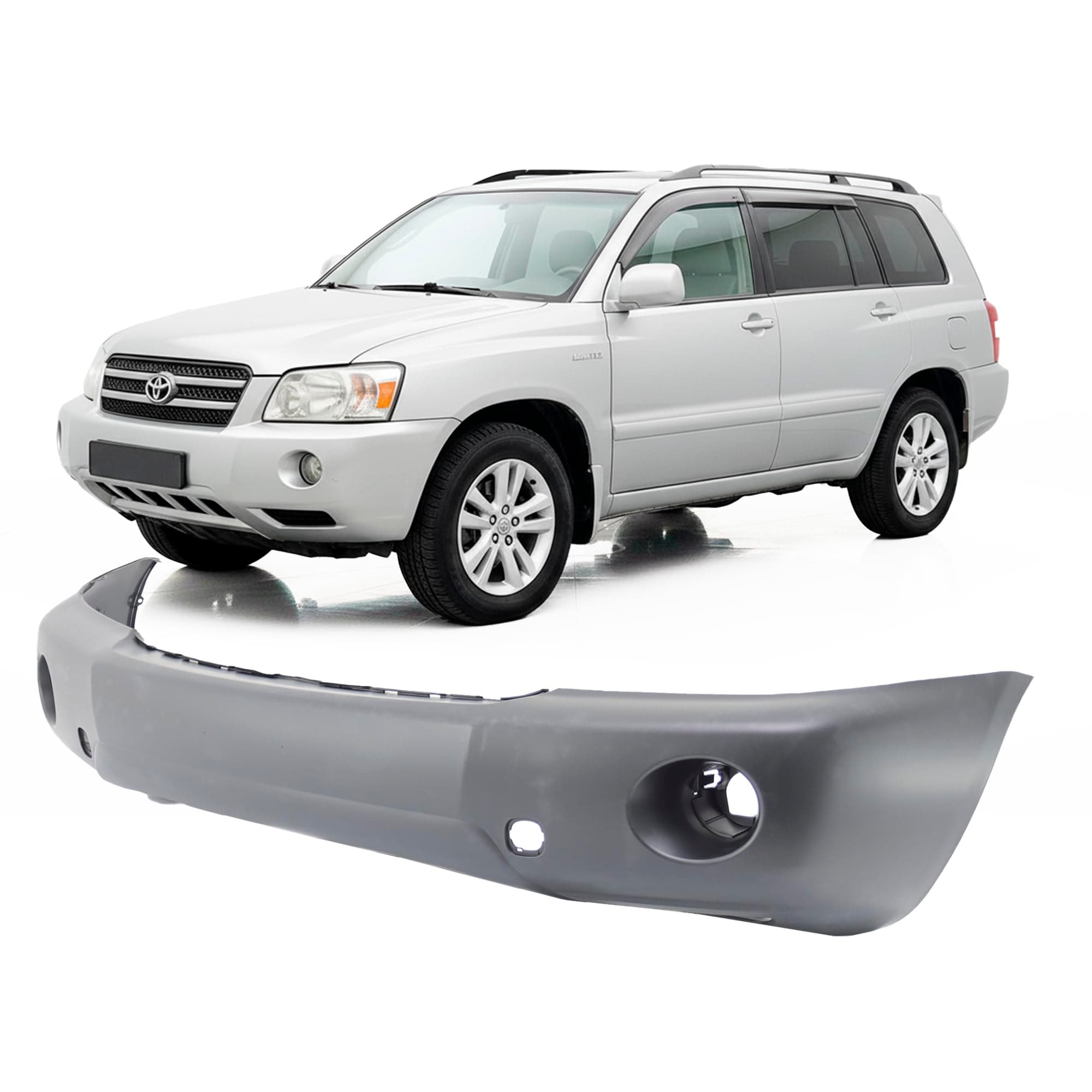 FitParts Compatible With Toyota Highlander 2004-2007 Front Bumper Cover Base Limited Sport 04-07. New, Primed and Ready for Paint. With Fog Light Holes. TO1000278 5211948917 2005 2006