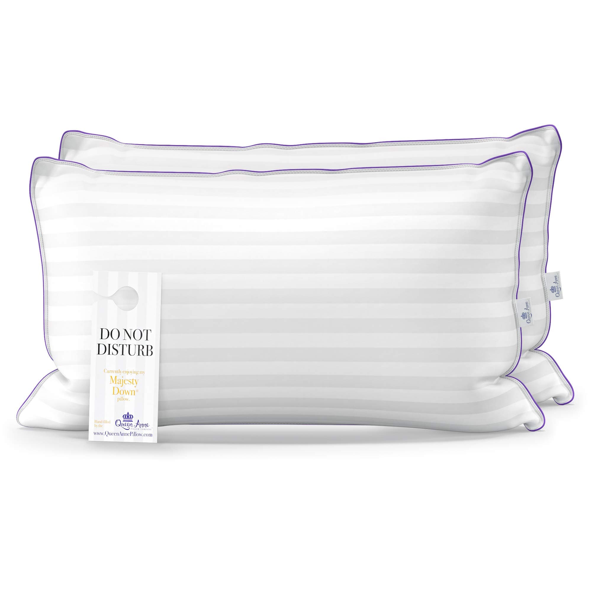 Queen Anne Luxury Hotel Pillows - Two Pack (2) - Majesty Down - Synthetic Down Alternative - Allergy Free Hypoallergenic Bed Pillows - Made in USA (Queen Soft)