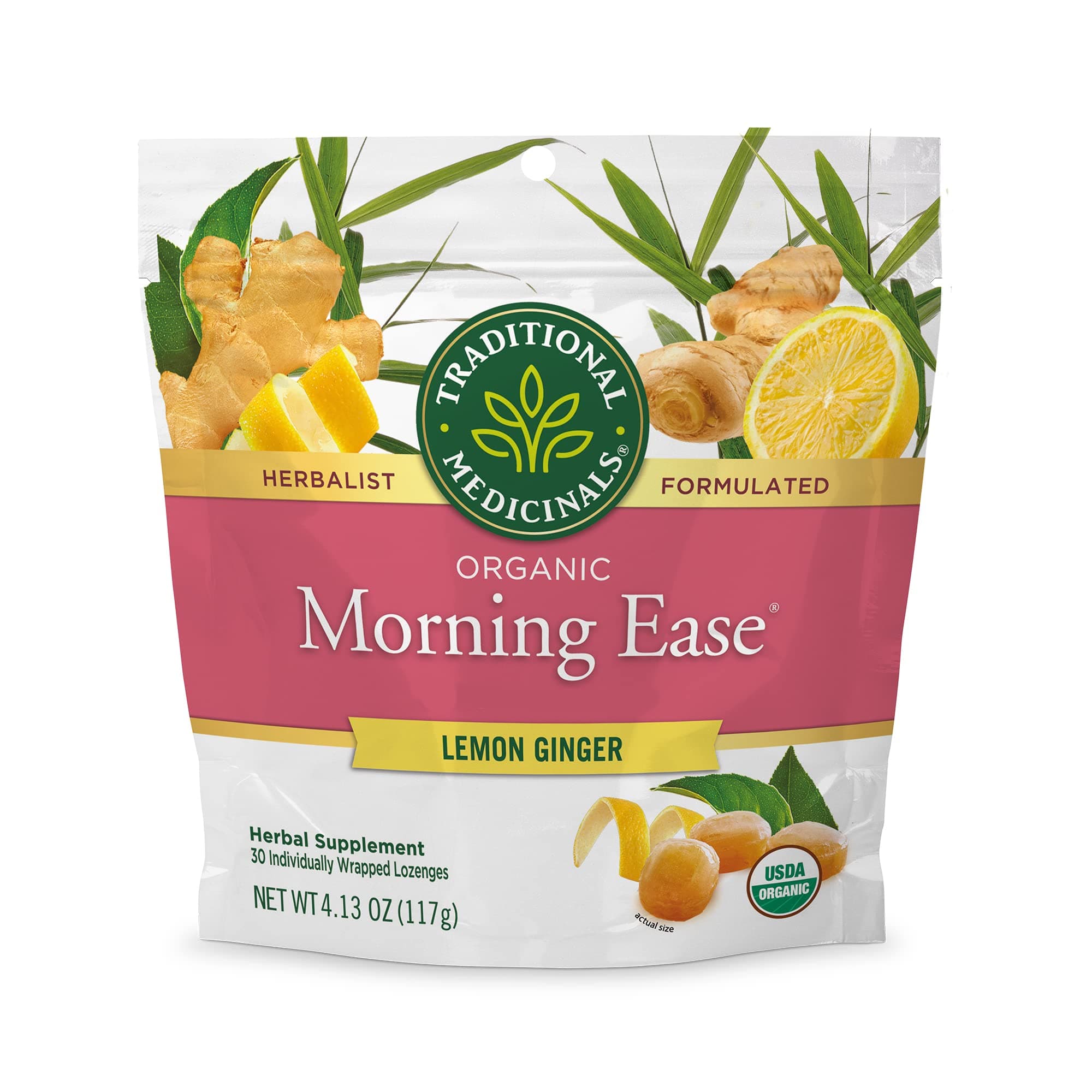 Organic Lemon Ginger Morning Ease Lozenges