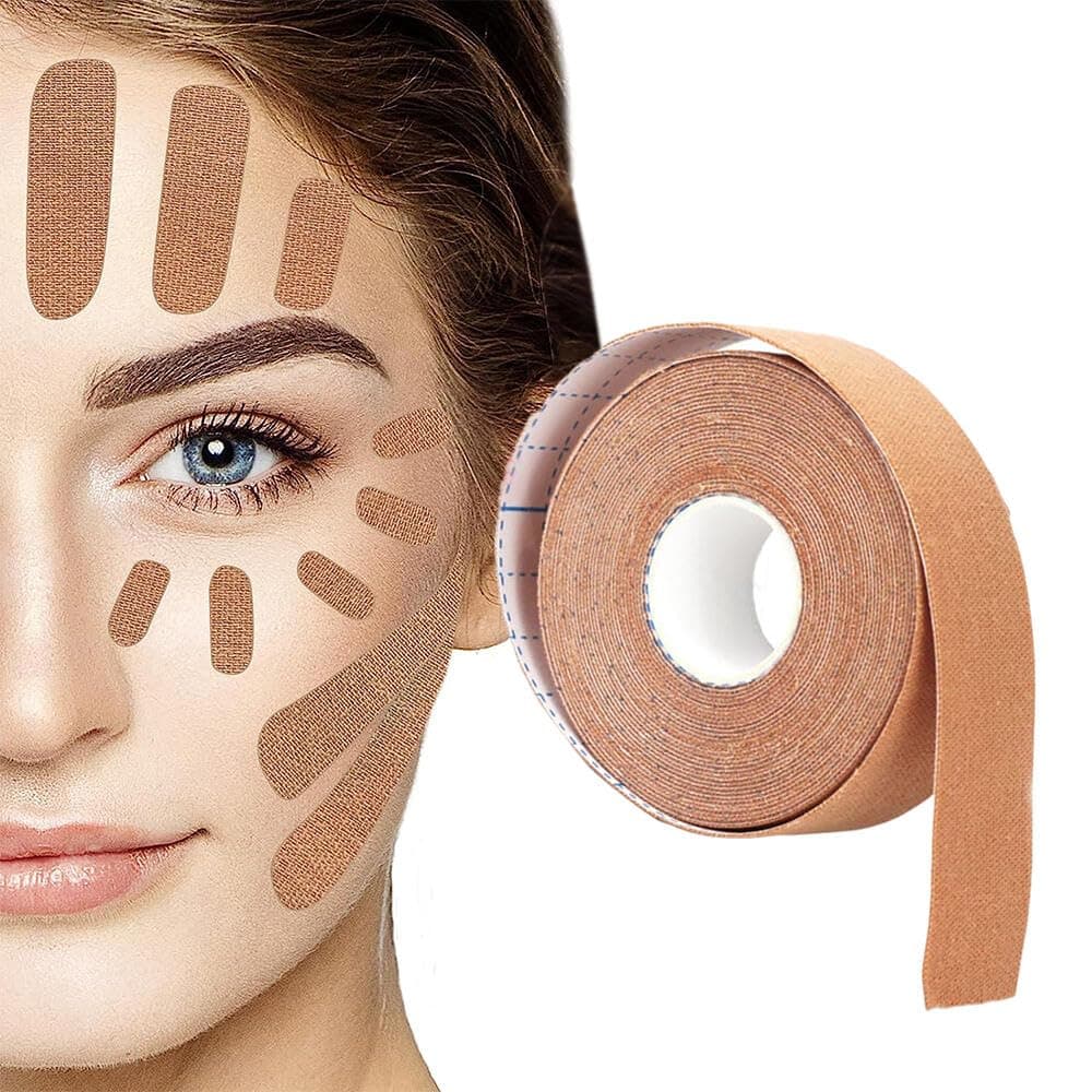 2.5Cm*5M Wrinkles Face Patches,Face Stickers Neck Eye Double Chin Lift V Shape Refill Tapes Thin Skin Care,High Elasticity Wrinkle Patches Kinesiology Tape Lifting Tape- Beige